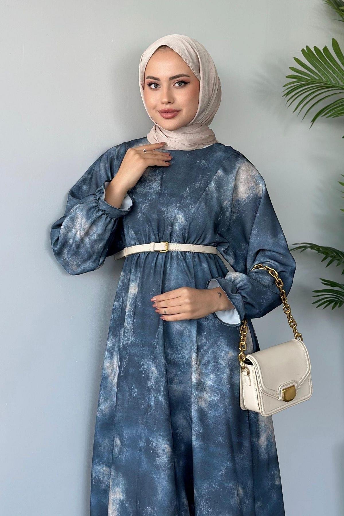 Fırça Desen Elbise Lacivert, Fiyatları 