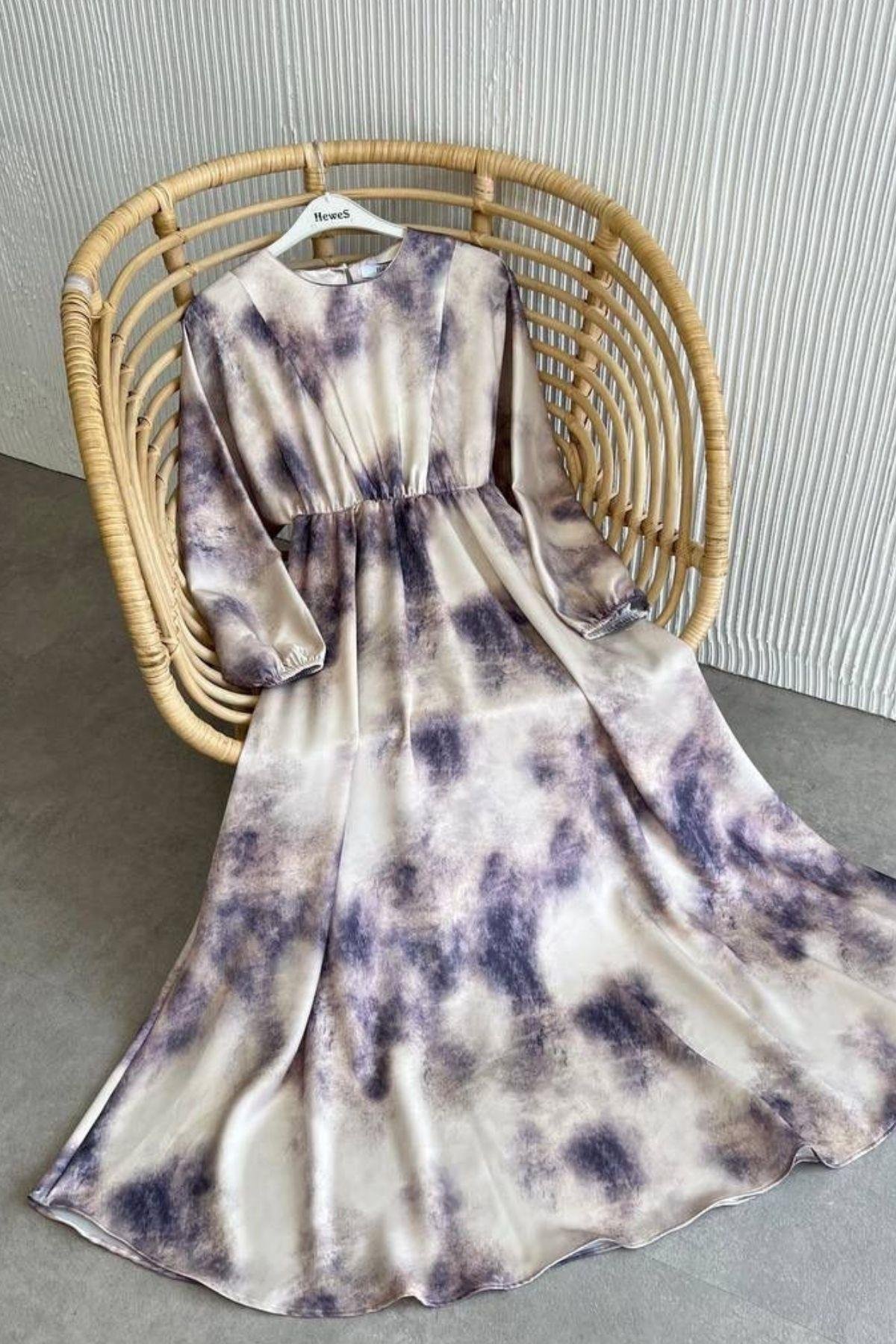 Fırça Desen Elbise Lila, Fiyatları 