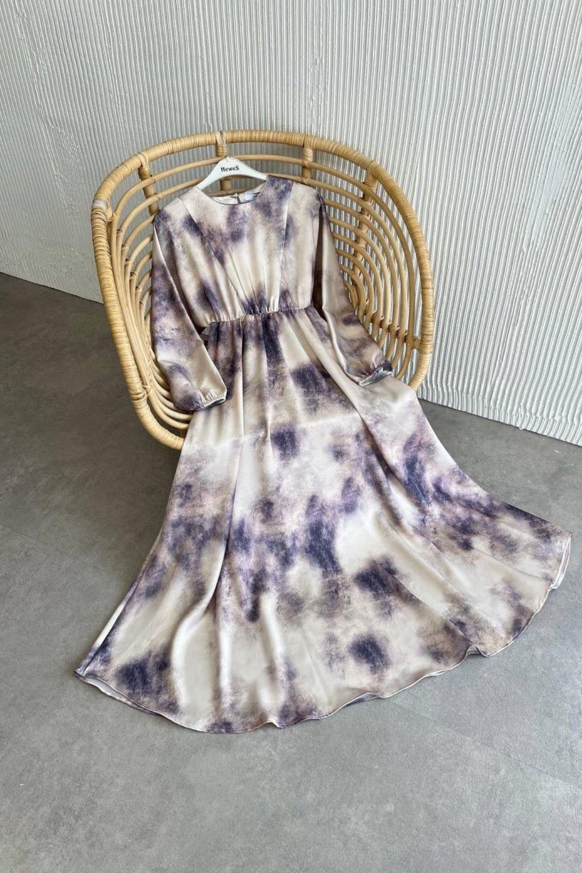 Fırça Desen Elbise Lila, Fiyatları 