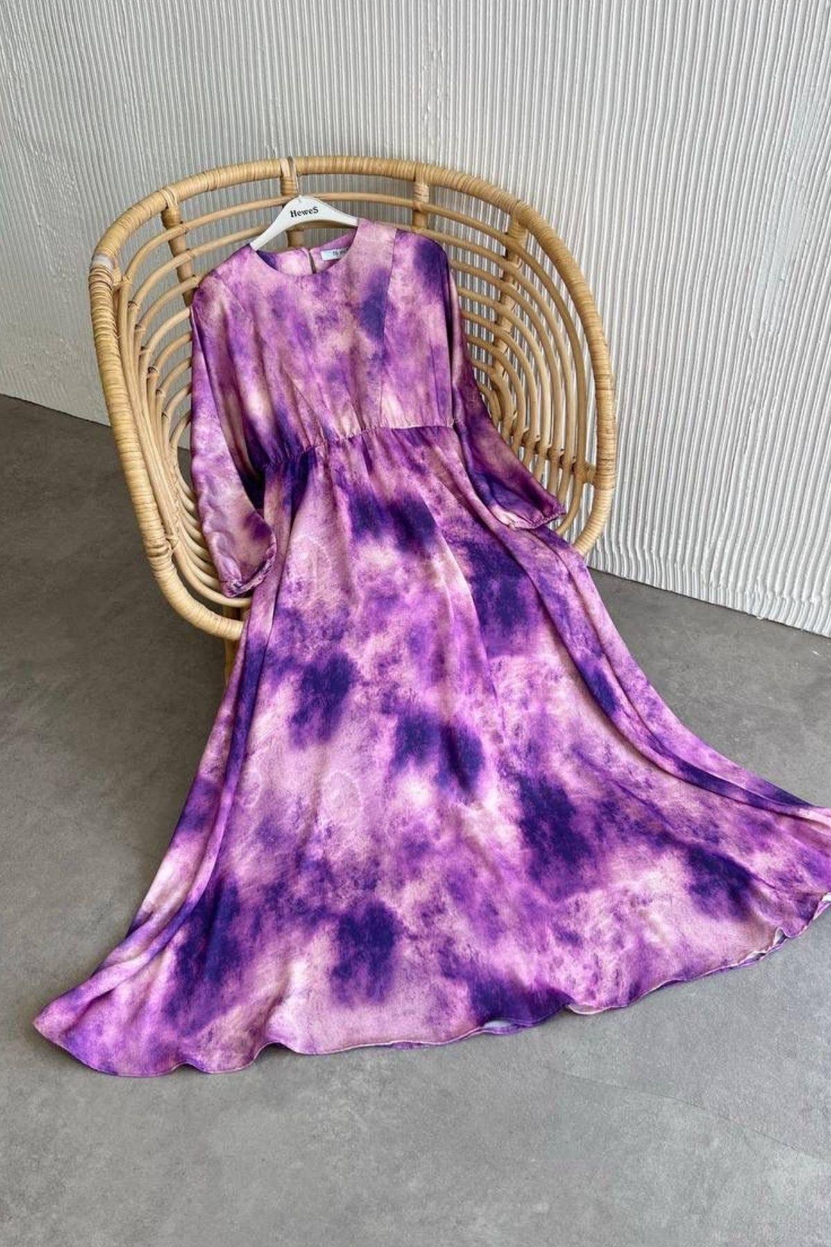 Fırça Desen Elbise Mor, Fiyatları 