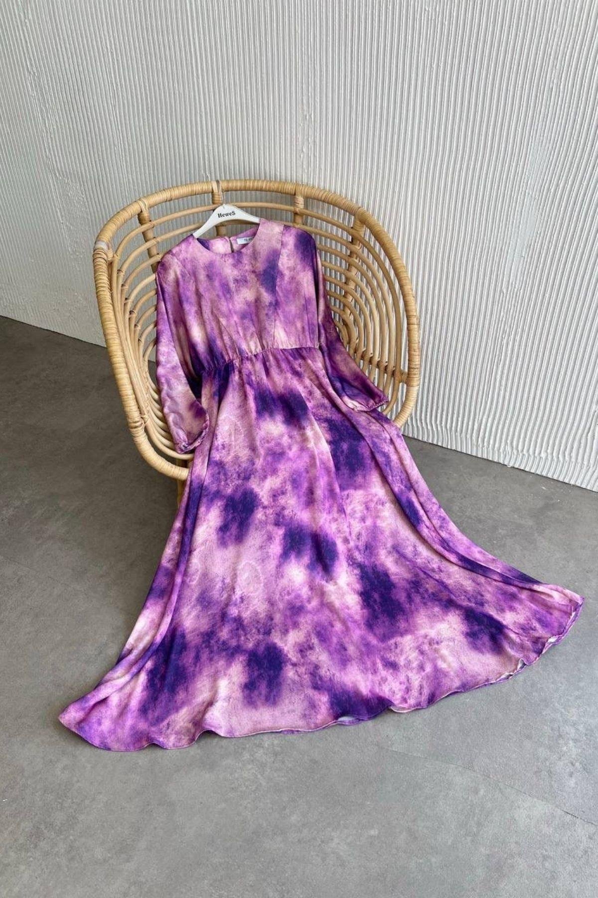 Fırça Desen Elbise Mor, Fiyatları 