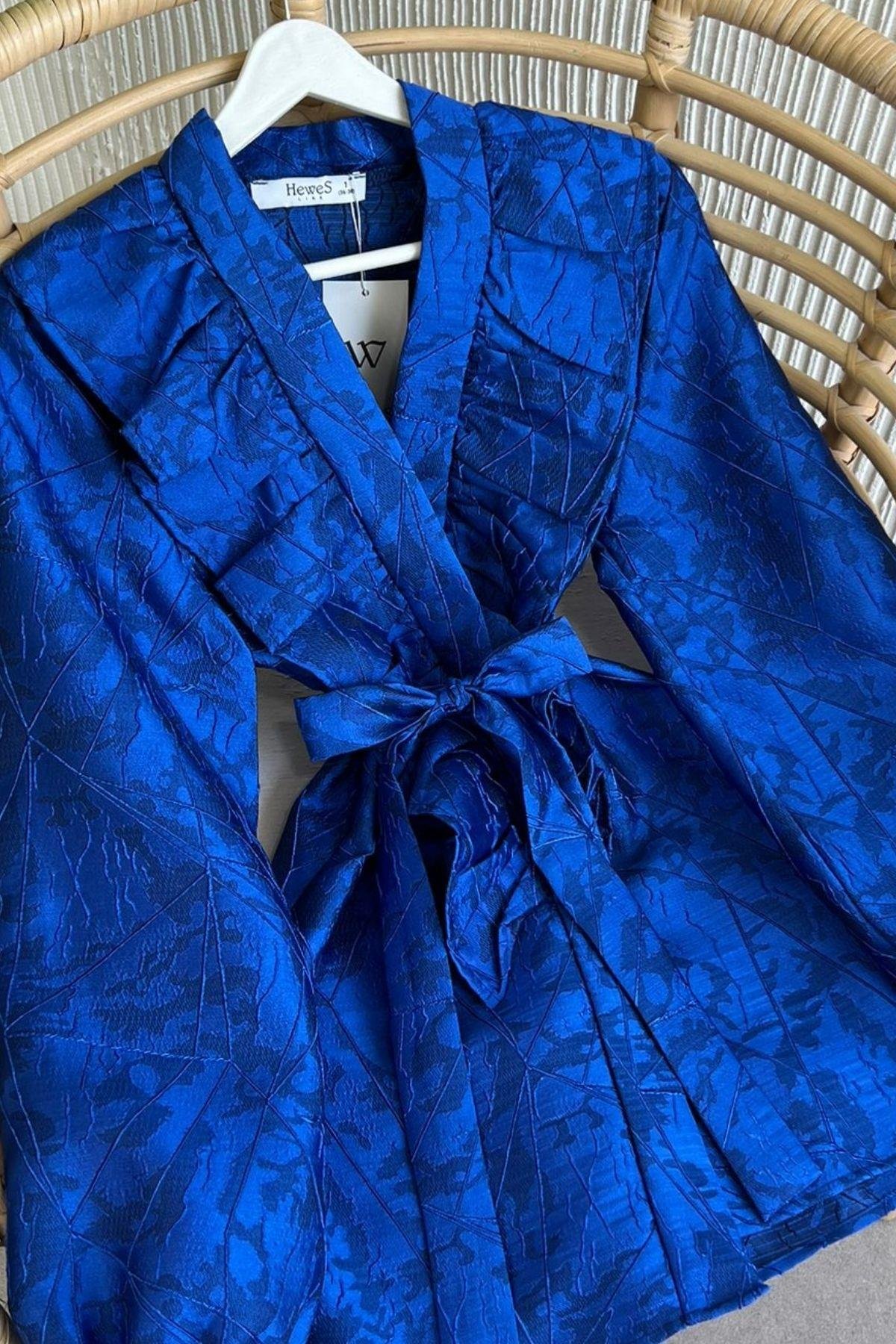 Fırfırlı Jakar Ceket Saks, Fiyatları 