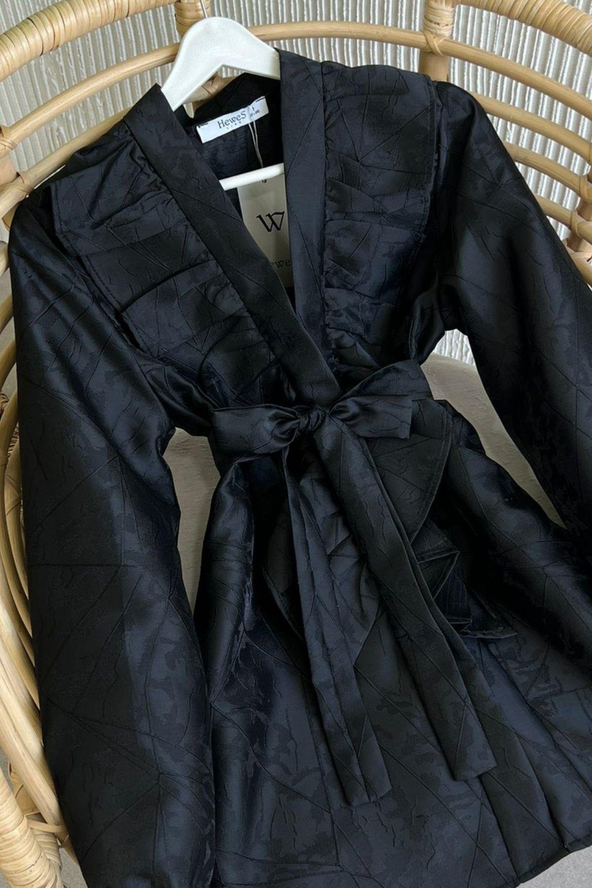 Fırfırlı Jakar Ceket Siyah, Fiyatları 