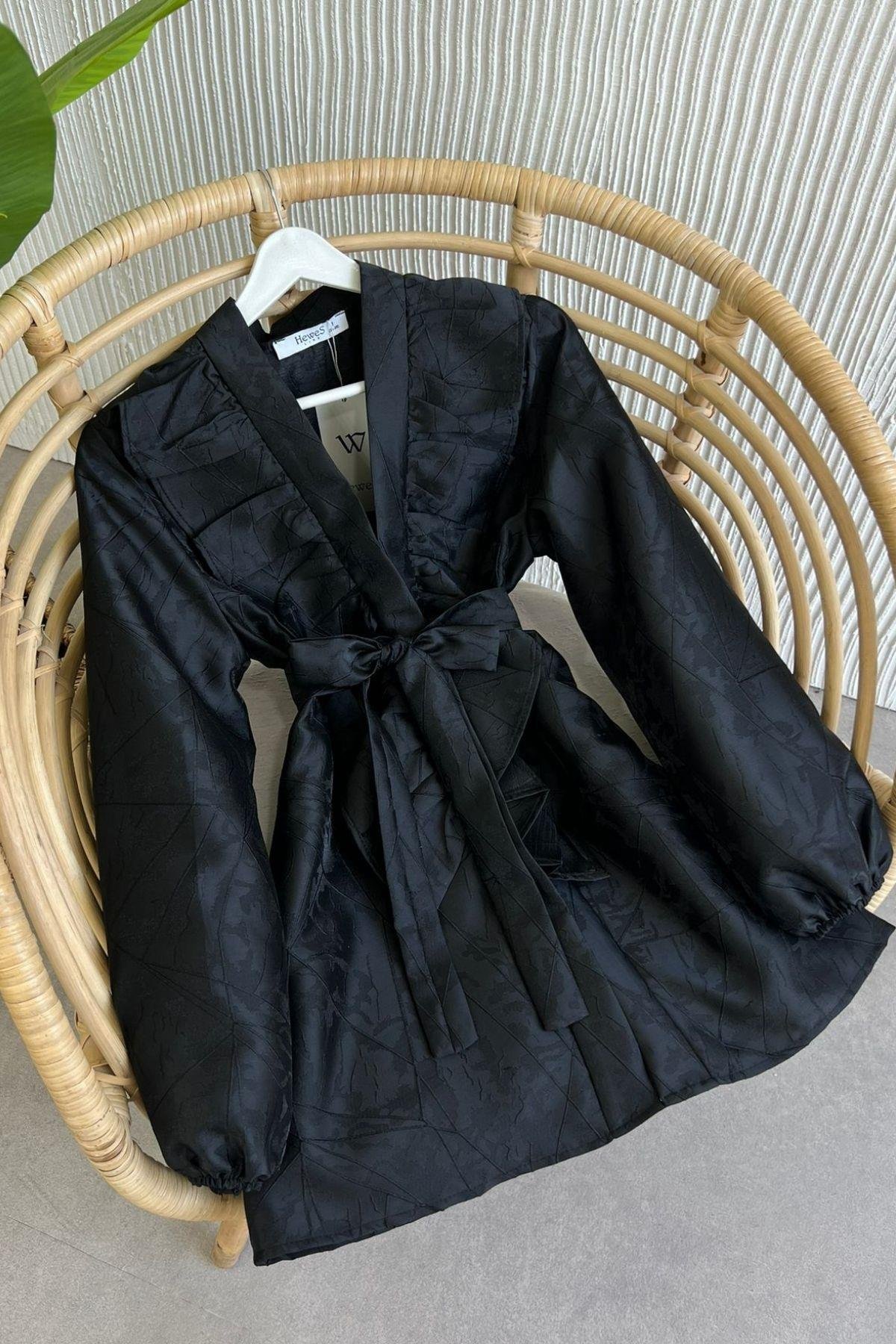 Fırfırlı Jakar Ceket Siyah, Fiyatları 