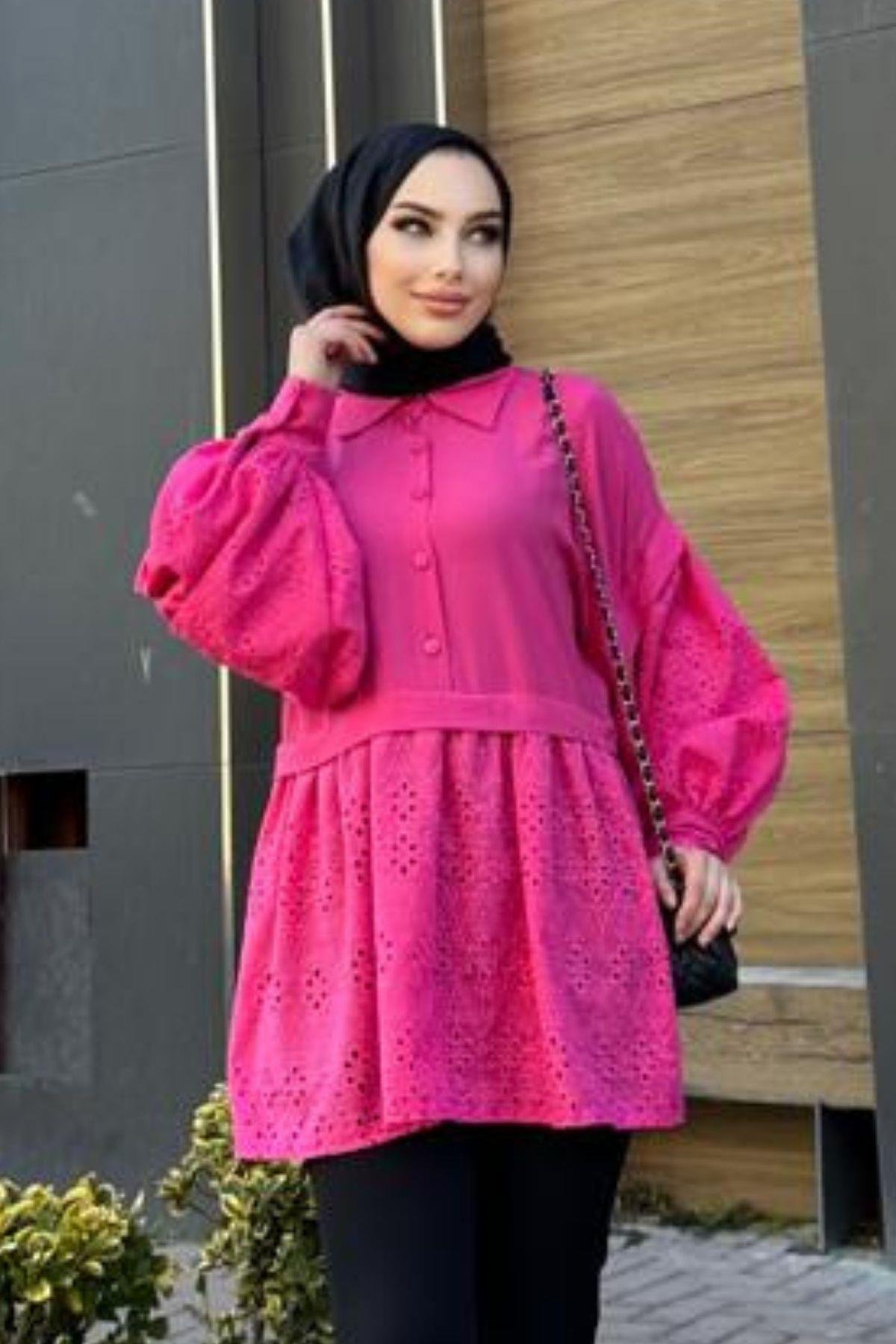 Fisto Gömlek Pembe, Fiyatları Fisto Gömlek Pembe – Haza Moda | Tesettür Giyim