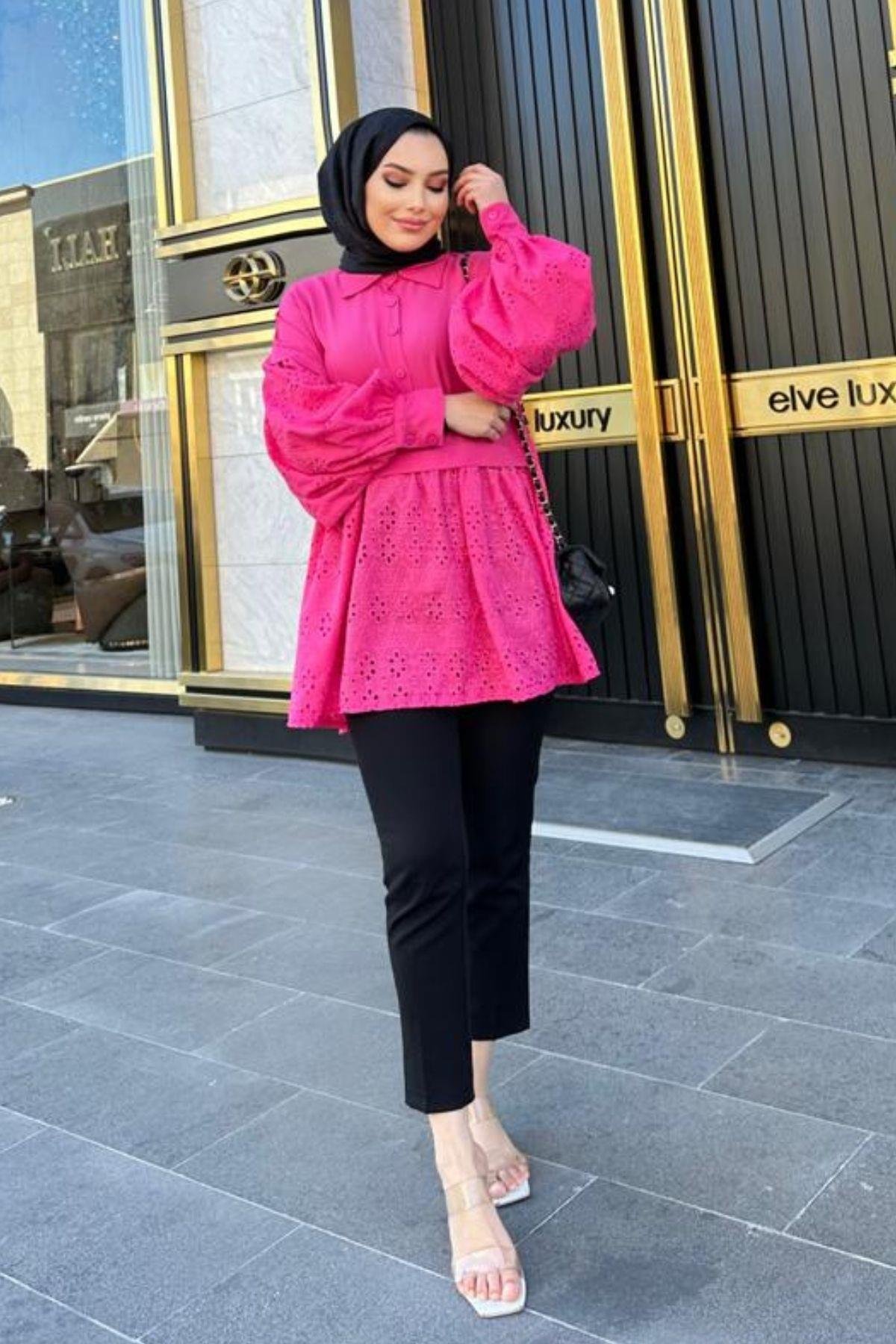 Fisto Gömlek Pembe, Fiyatları Fisto Gömlek Pembe – Haza Moda | Tesettür Giyim