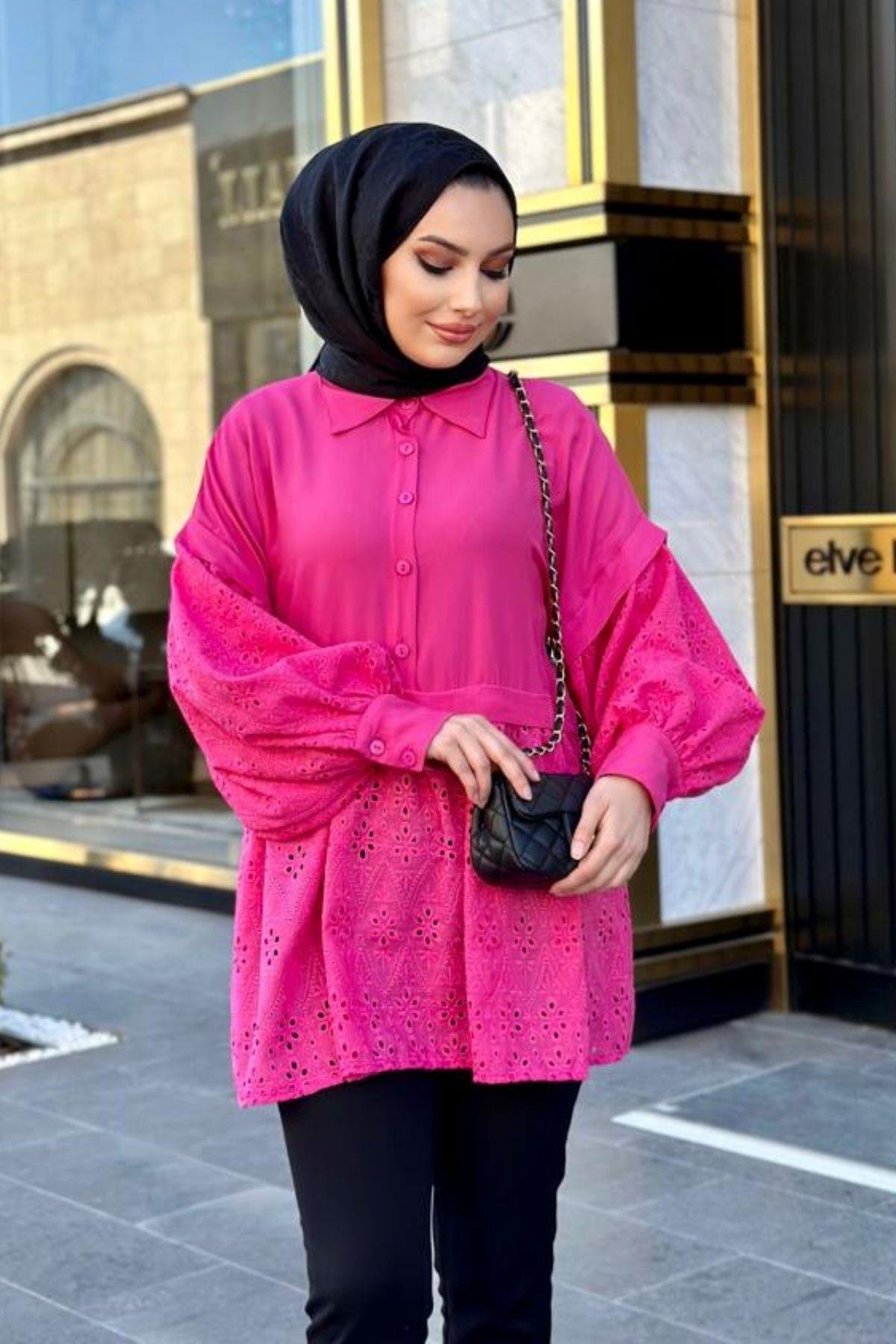 Fisto Gömlek Pembe, Fiyatları Fisto Gömlek Pembe – Haza Moda | Tesettür Giyim