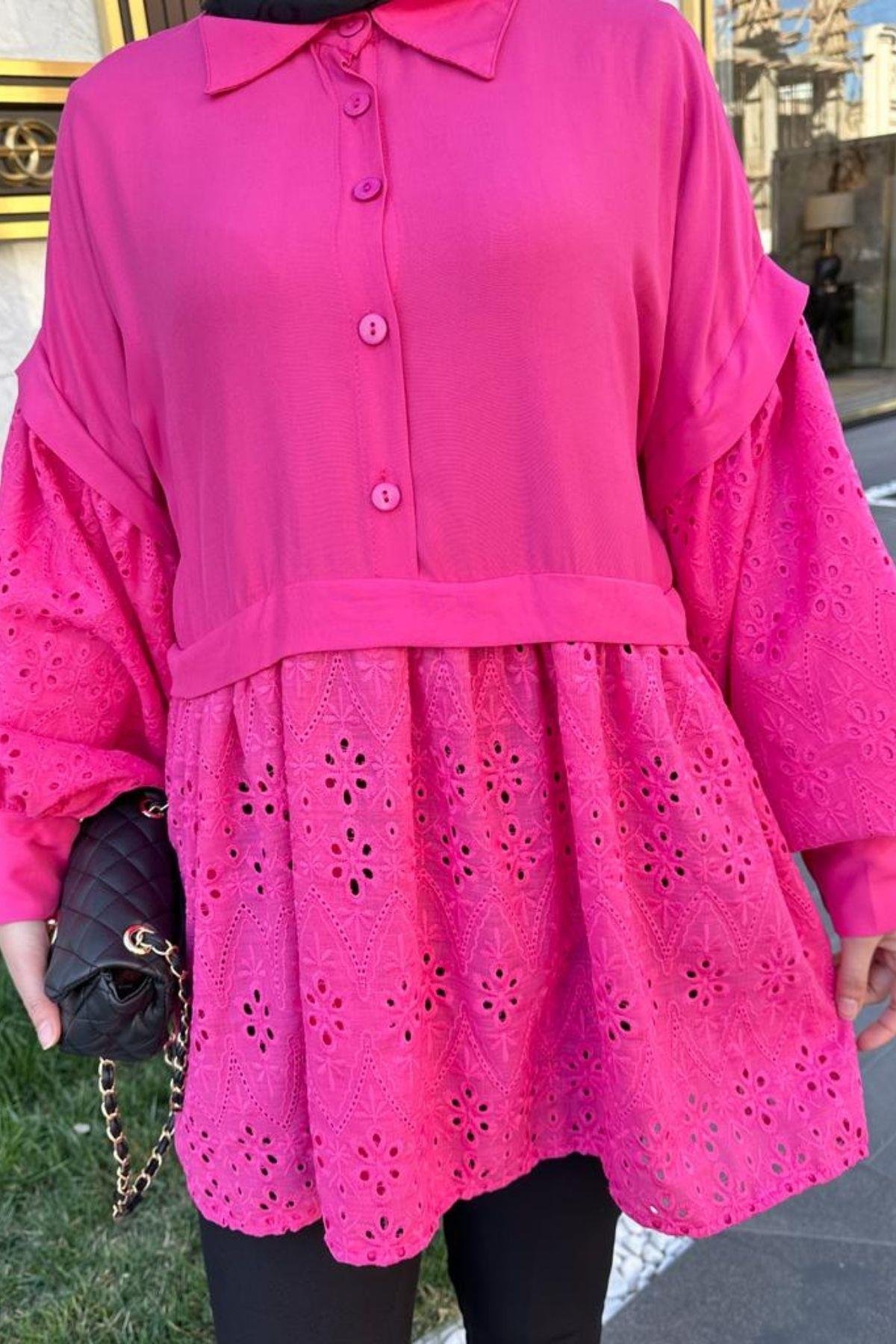 Fisto Gömlek Pembe, Fiyatları Fisto Gömlek Pembe – Haza Moda | Tesettür Giyim