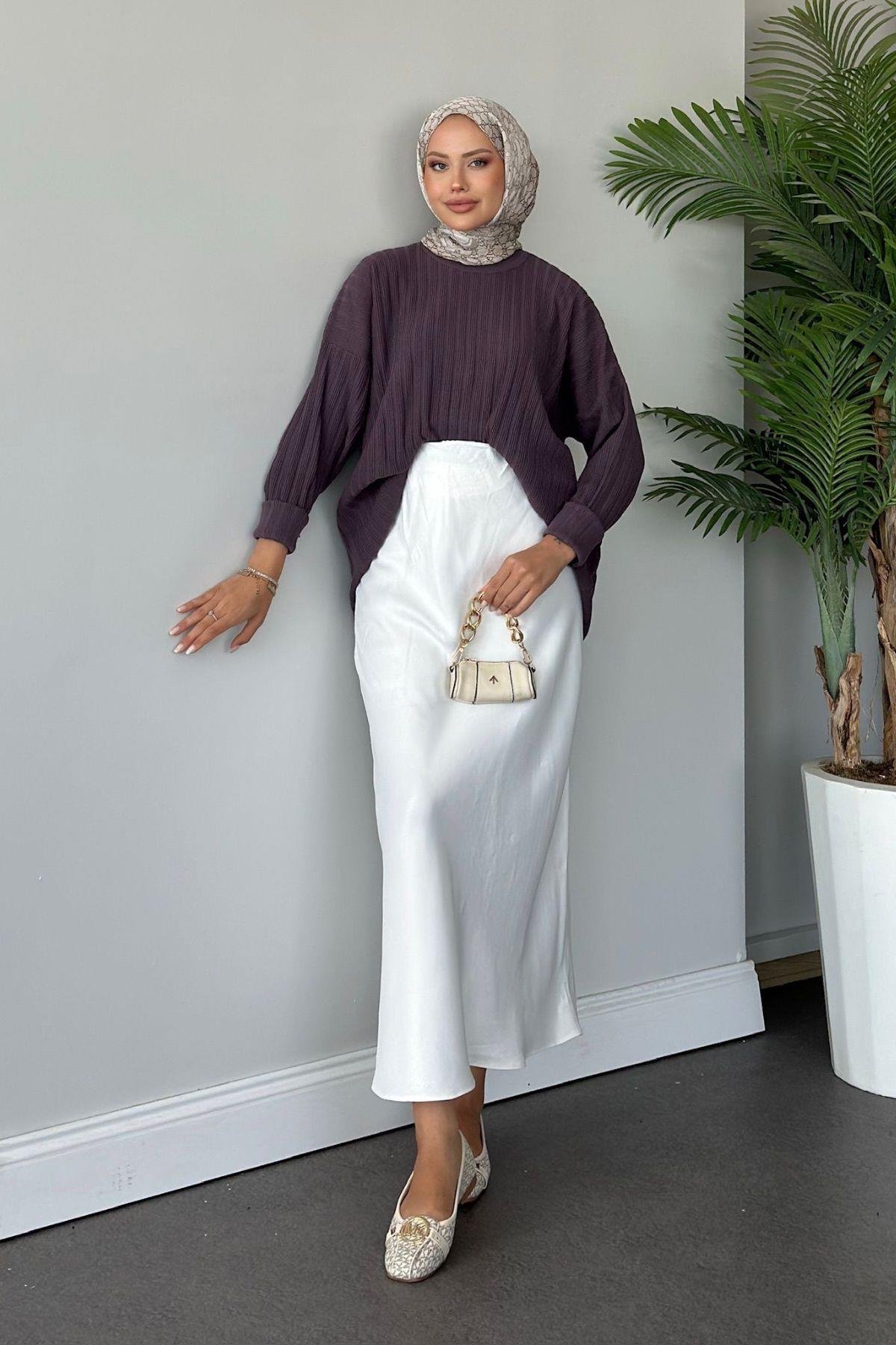 Fitilli Çizgili Triko Tunik Mürdüm, Fiyatları 