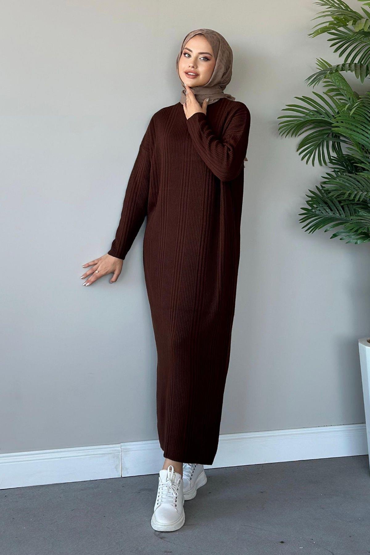 Fitilli Triko Elbise Acıkahve, Fiyatları 