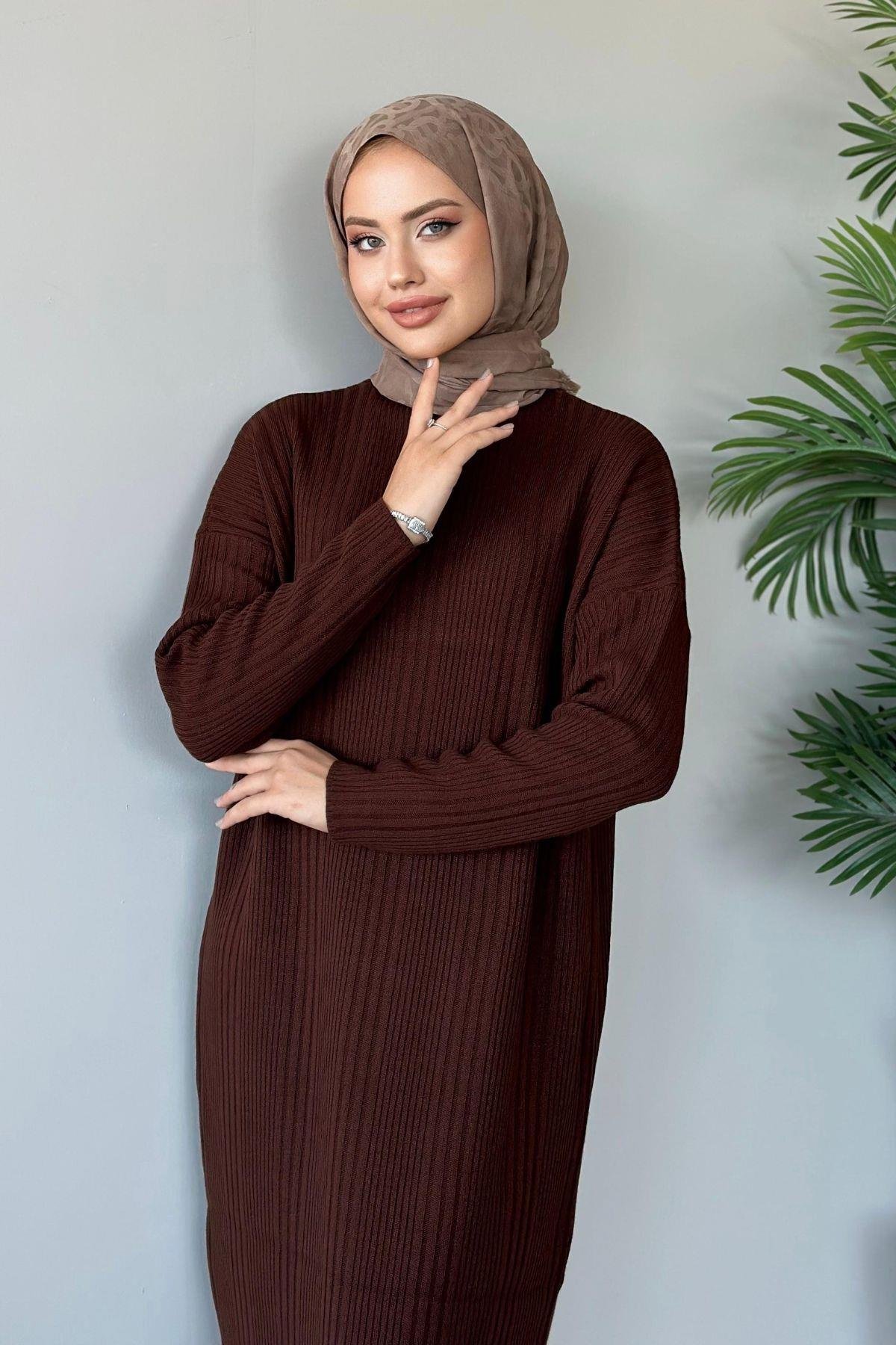 Fitilli Triko Elbise Acıkahve, Fiyatları 