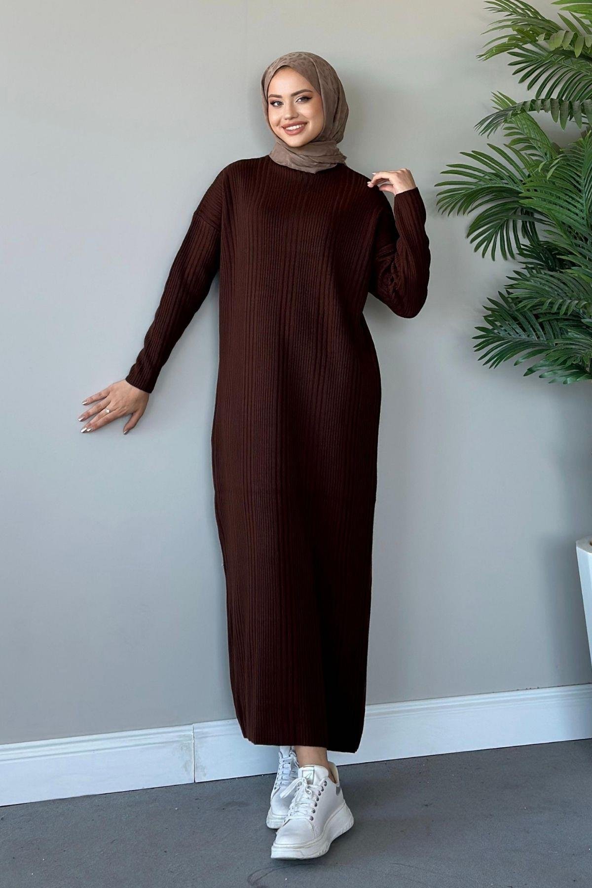 Fitilli Triko Elbise Acıkahve, Fiyatları 