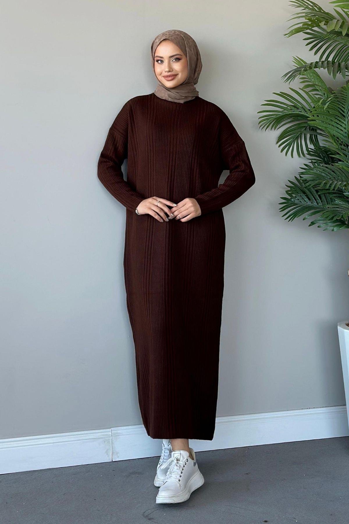 Fitilli Triko Elbise Acıkahve, Fiyatları 