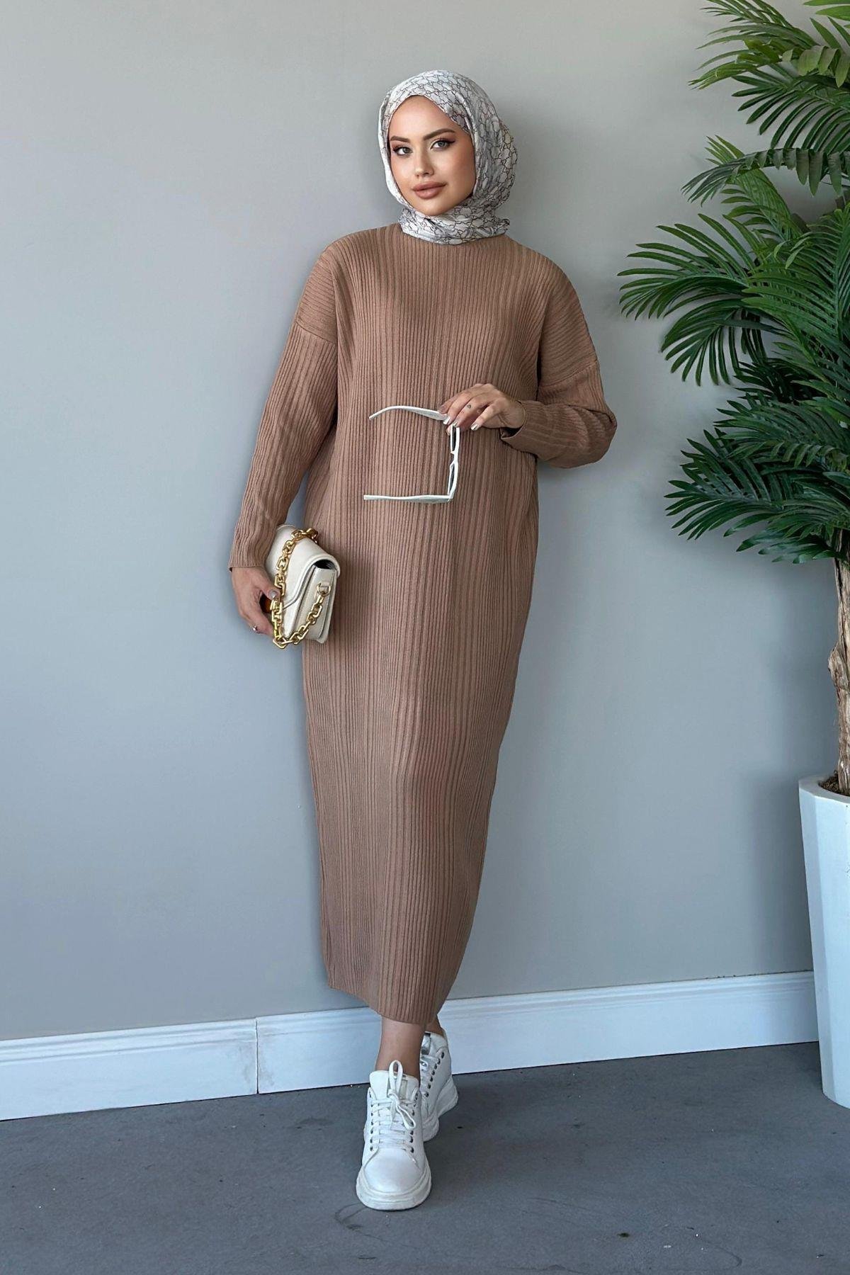 Fitilli Triko Elbise Camel, Fiyatları 