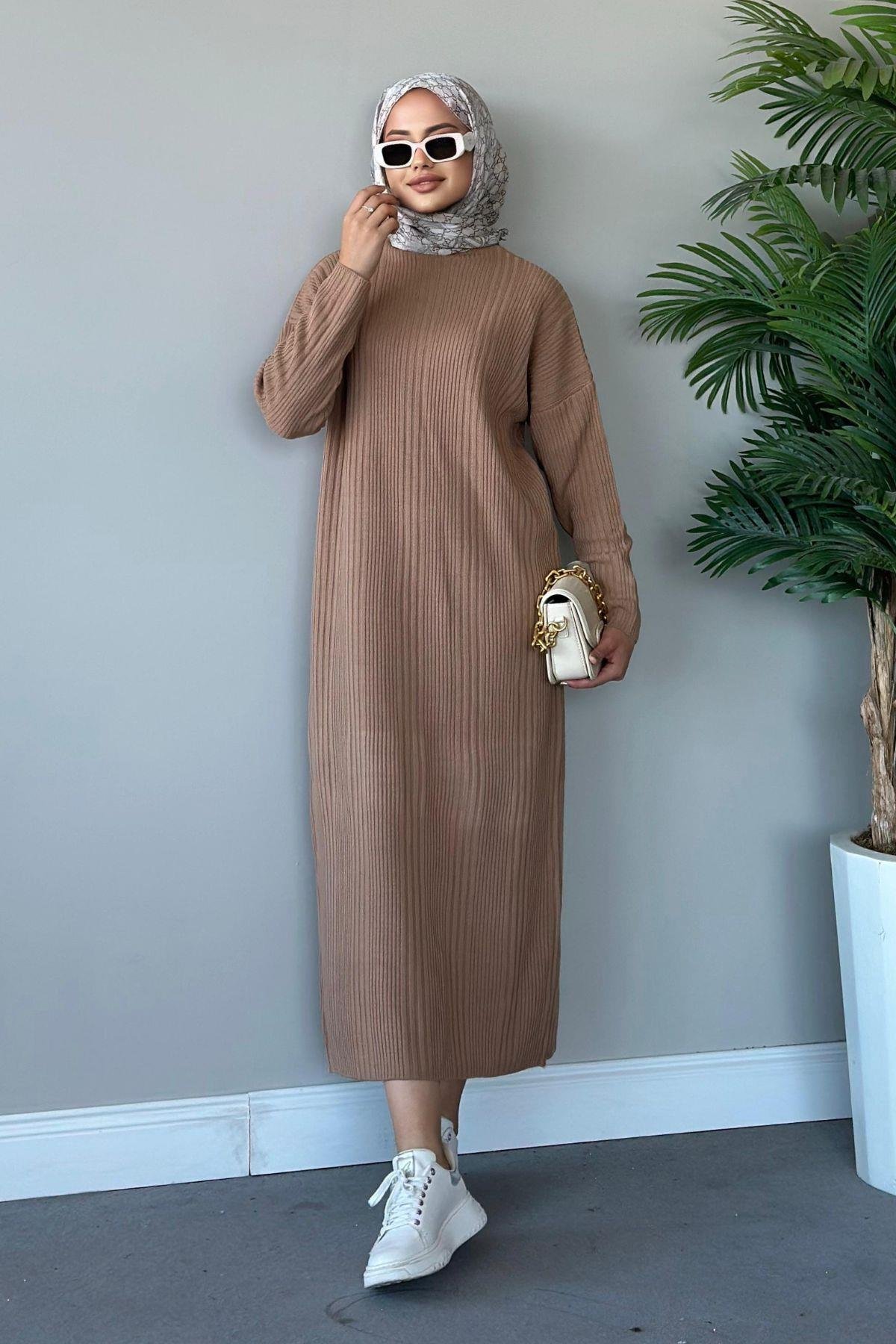 Fitilli Triko Elbise Camel, Fiyatları 