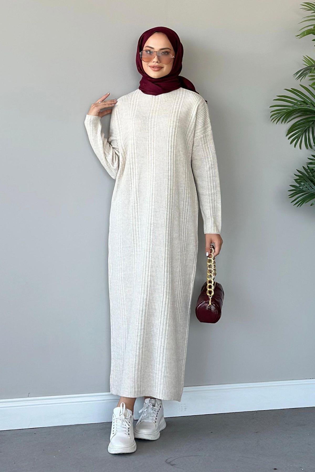 Fitilli Triko Elbise Ekru, Fiyatları 