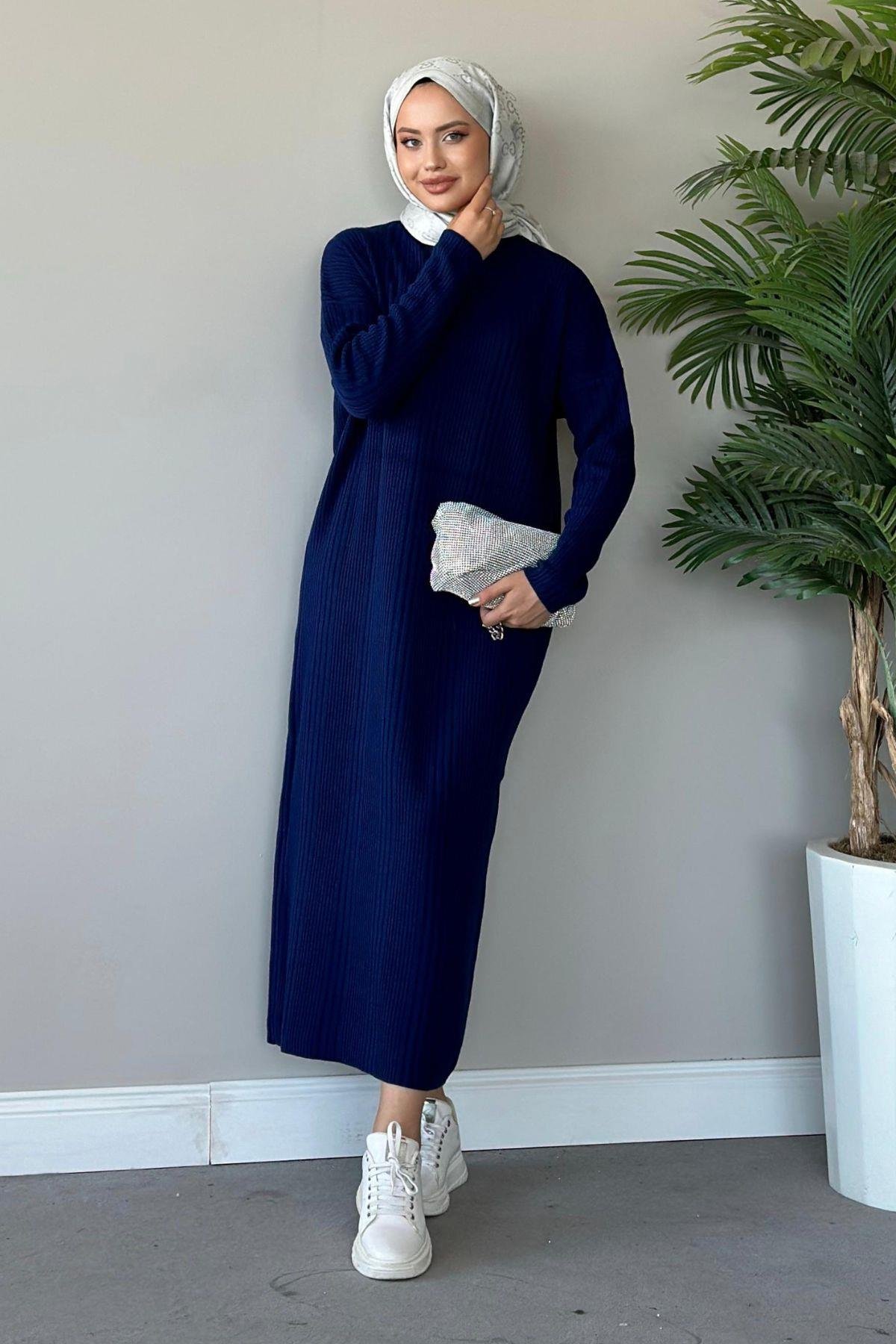 Fitilli Triko Elbise Lacivert, Fiyatları 