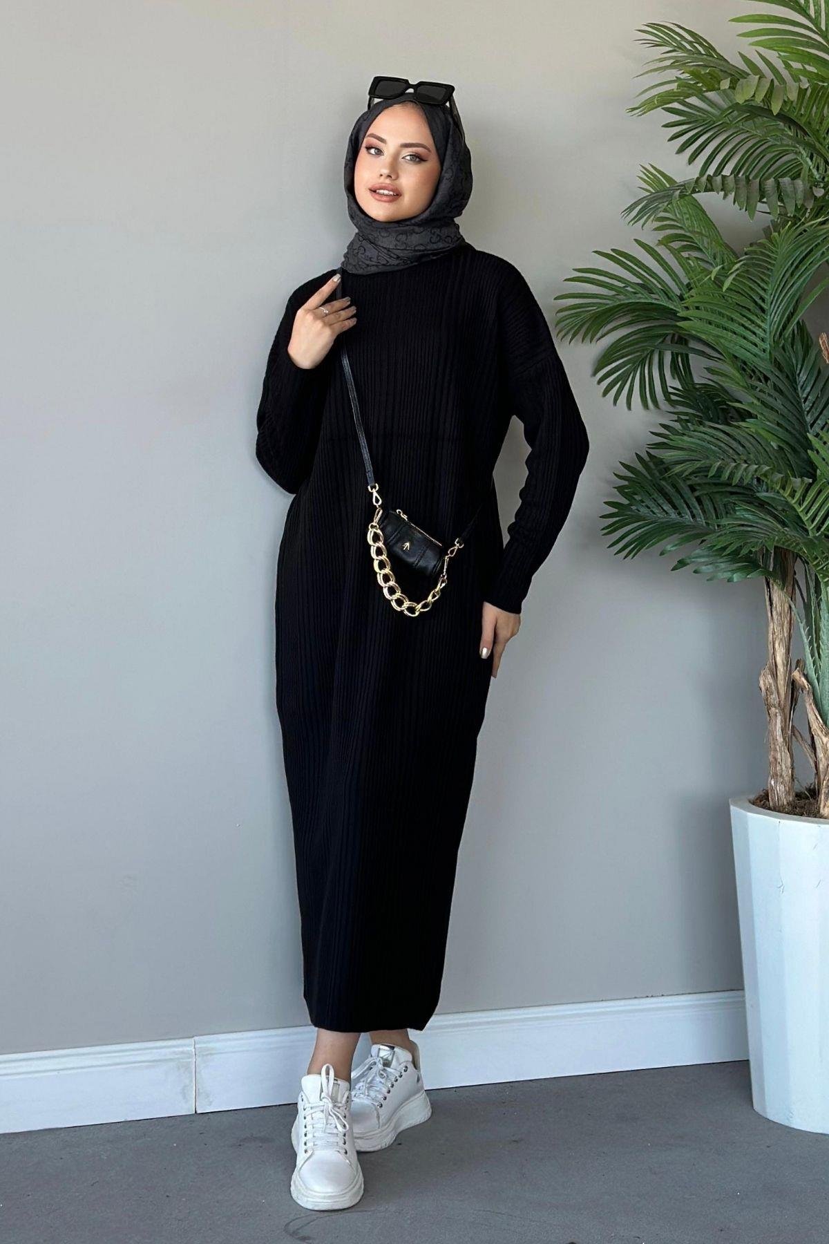 Fitilli Triko Elbise Siyah, Fiyatları 