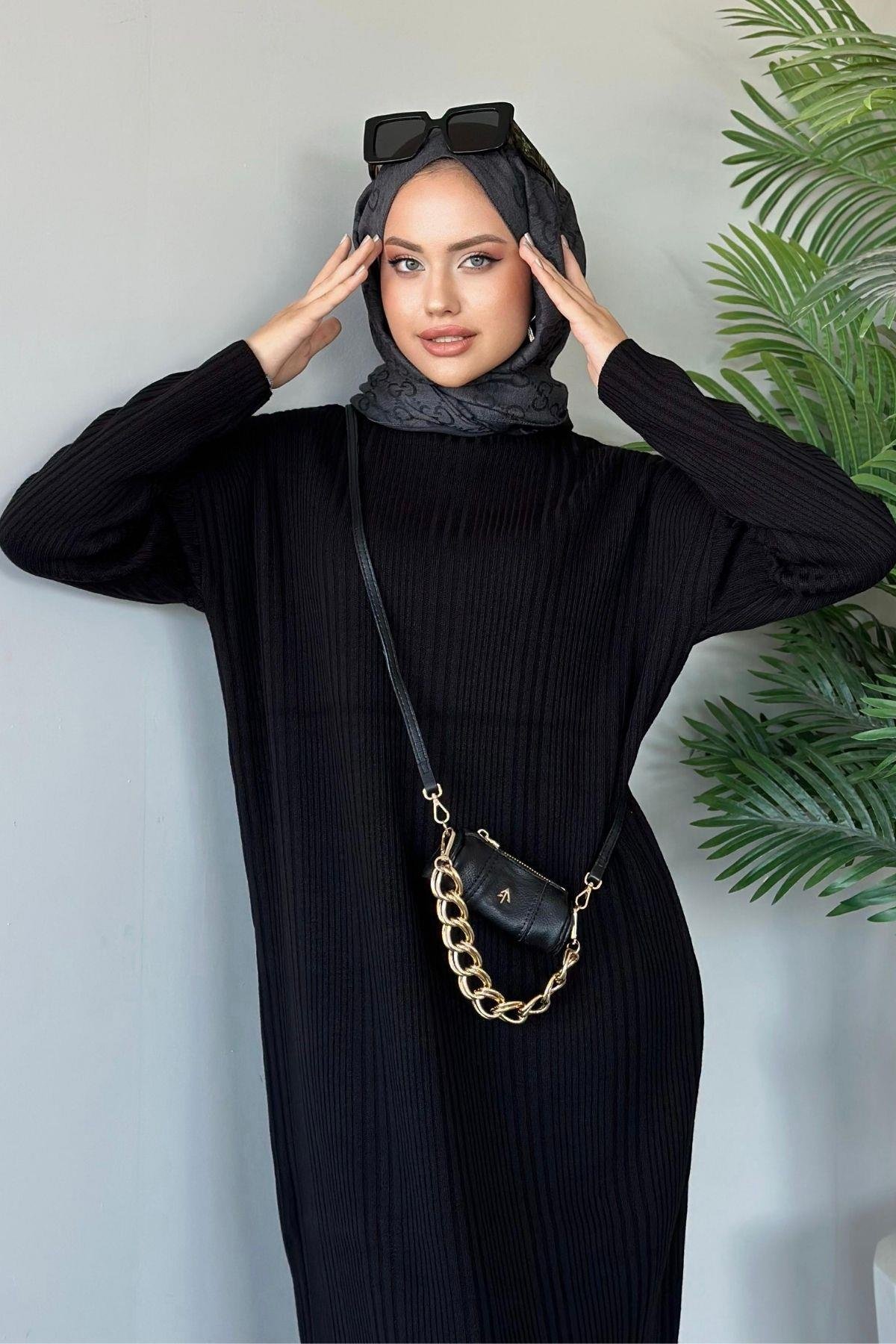 Fitilli Triko Elbise Siyah, Fiyatları 