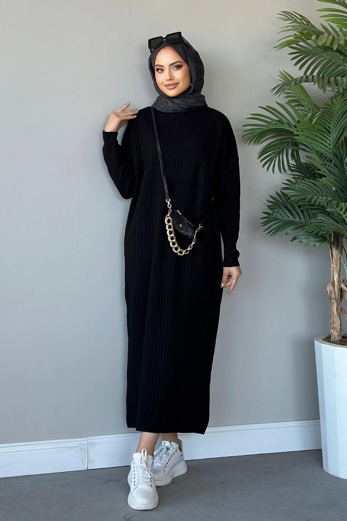 Fitilli Triko Elbise Siyah, Fiyatları 