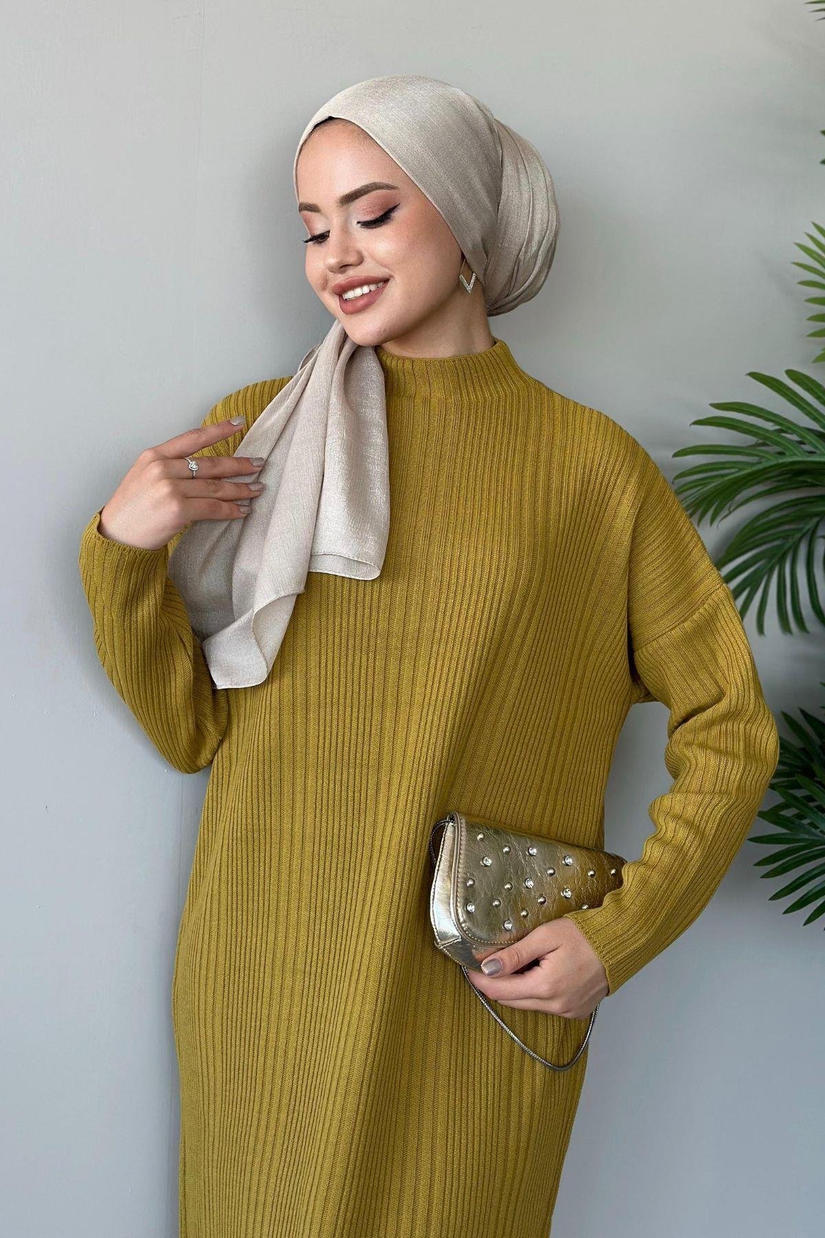 Fitilli Triko Elbise Gri, Fiyatları 