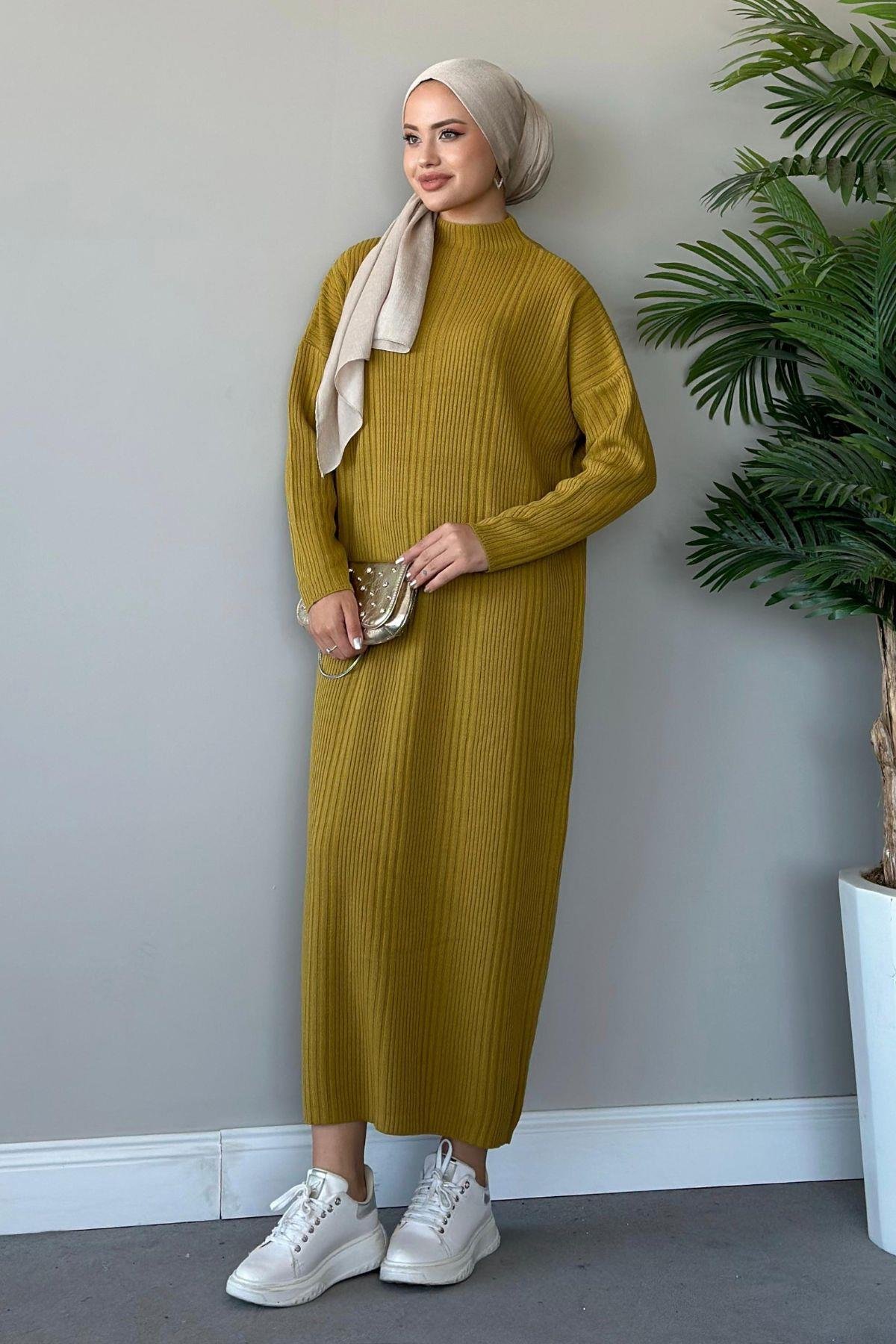 Fitilli Triko Elbise Gri, Fiyatları 