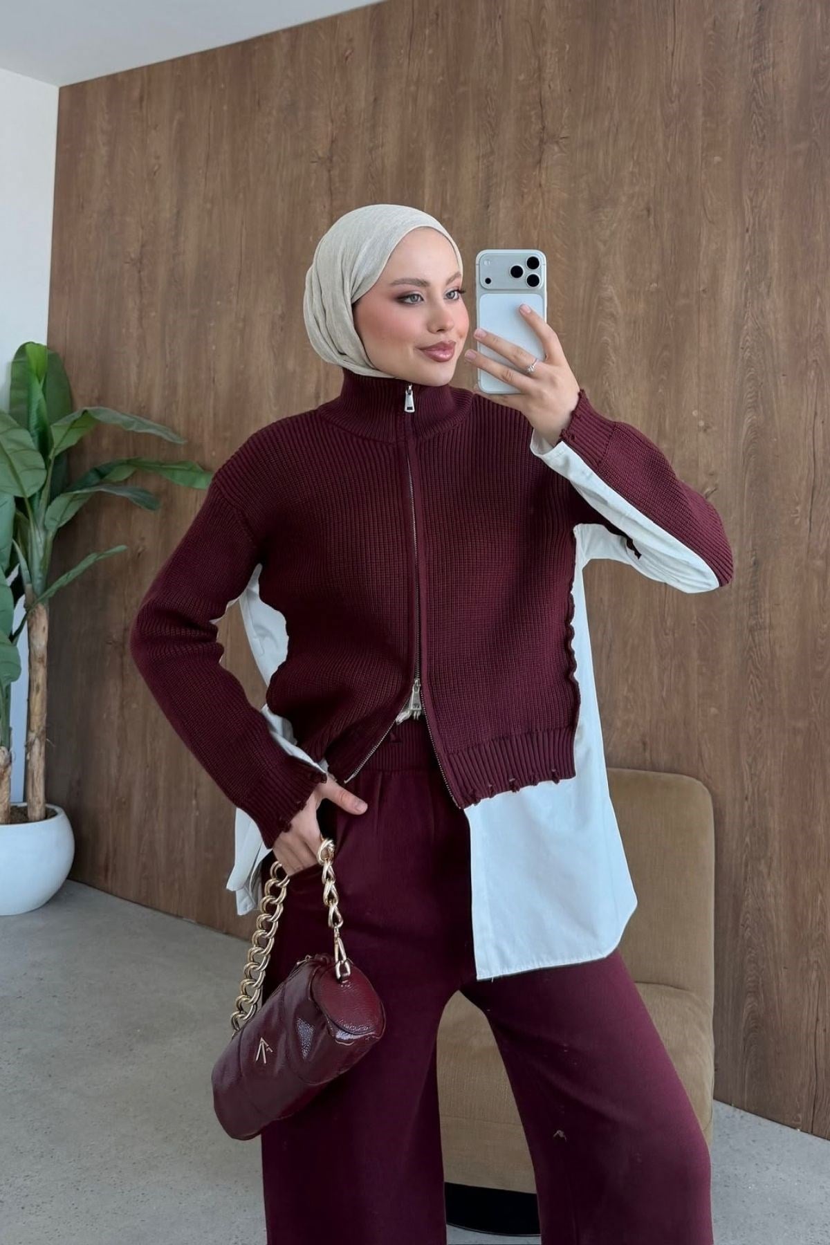Frida Gömlek Detay Lüks Takım Bordo, Fiyatları 