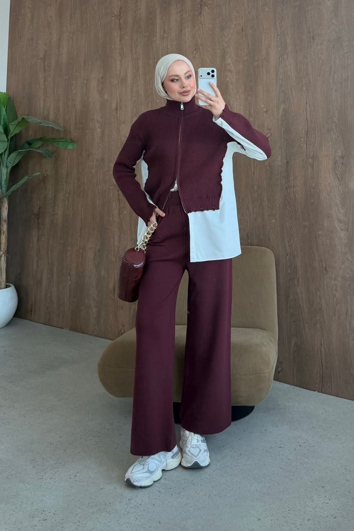 Frida Gömlek Detay Lüks Takım Bordo, Fiyatları 