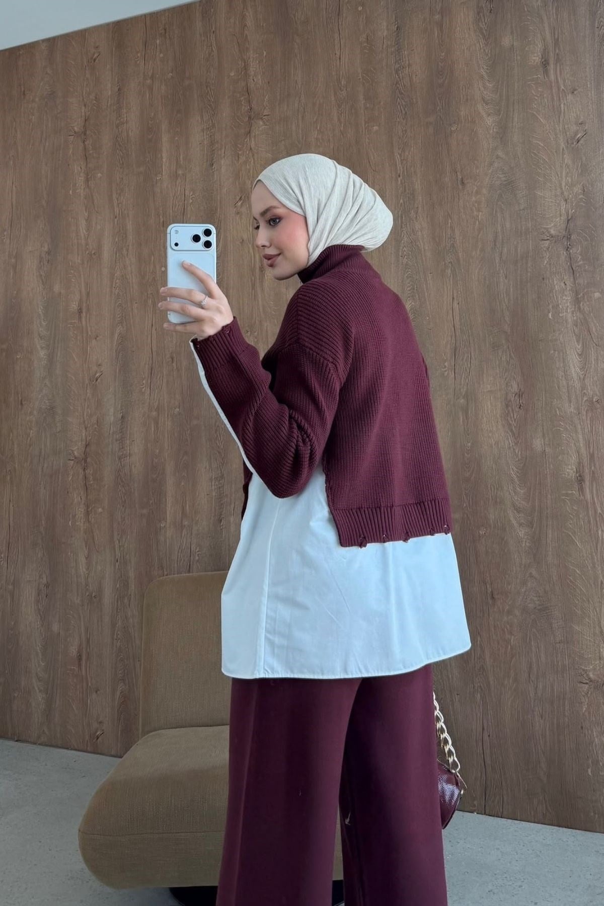 Frida Gömlek Detay Lüks Takım Bordo, Fiyatları 