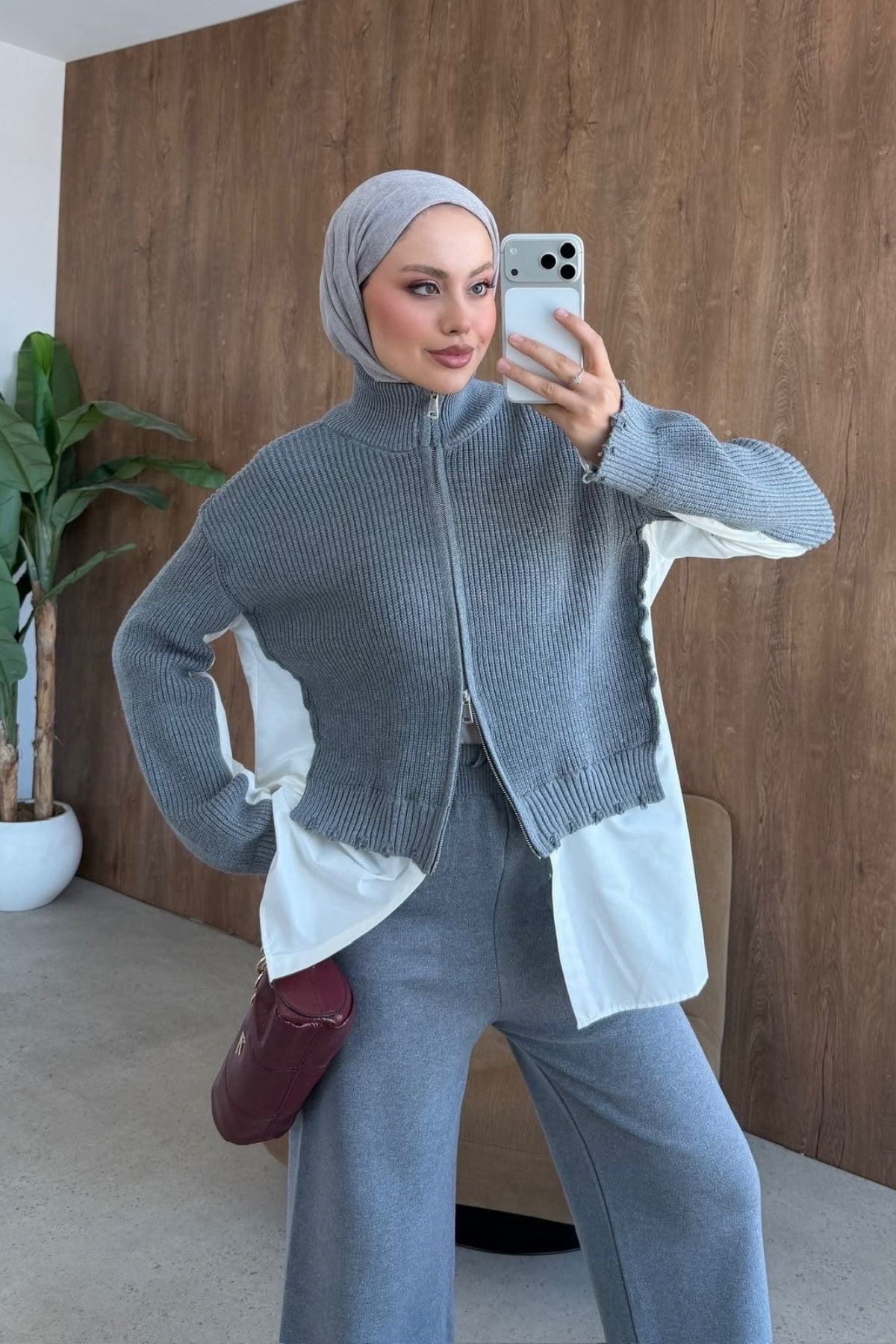 Frida Gömlek Detay Lüks Takım Gri, Fiyatları 