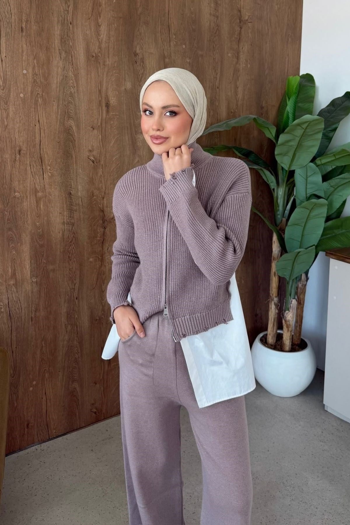 Frida Gömlek Detay Lüks Takım Vizon, Fiyatları 