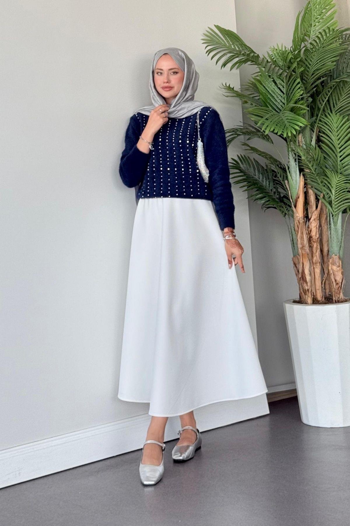 Gala Premium Kazak Lacivert, Fiyatları Haza Moda | Tesettür Giyim | Gala Premium Kazak Lacivert