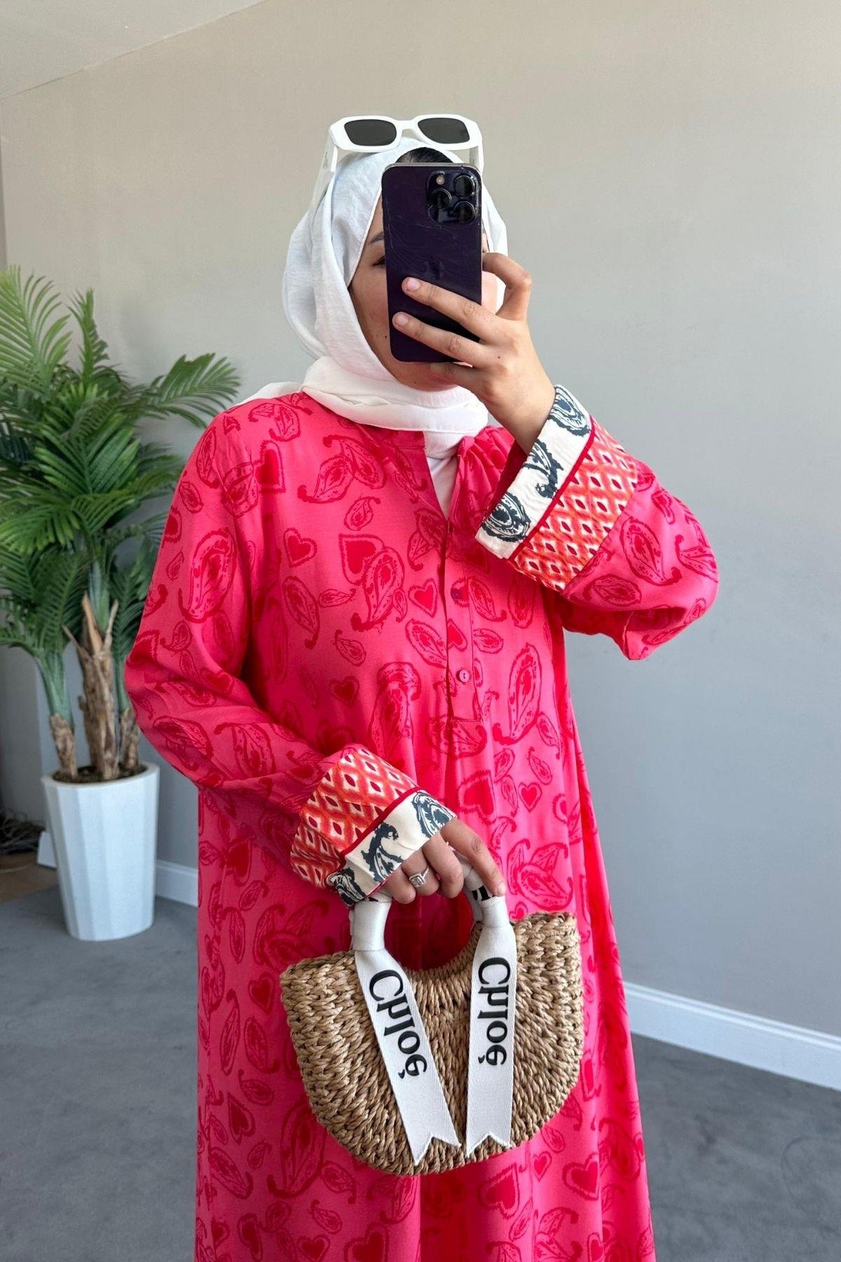 Gamze Viskon Elbise Fuşya, Fiyatları 