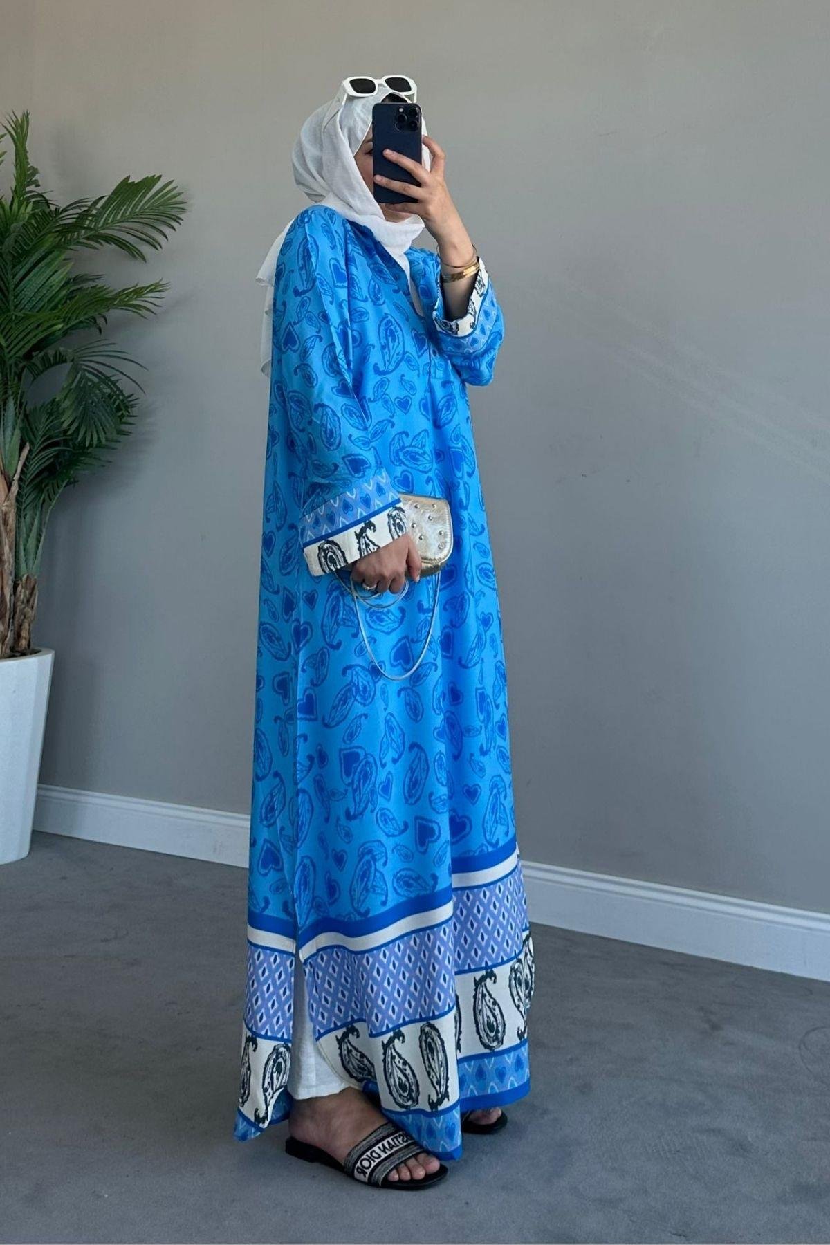 Gamze Viskon Elbise Mavi, Fiyatları 