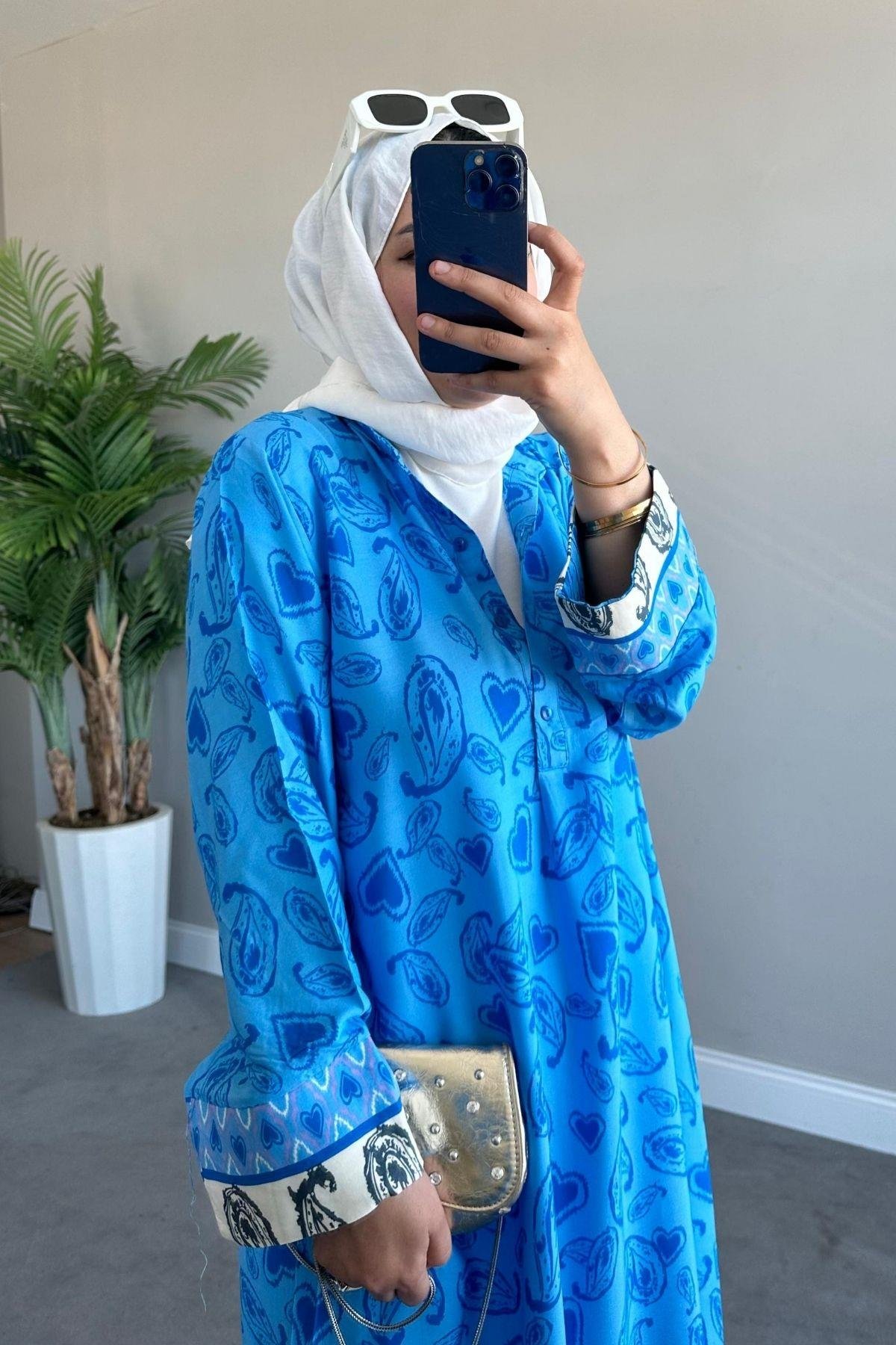 Gamze Viskon Elbise Mavi, Fiyatları 