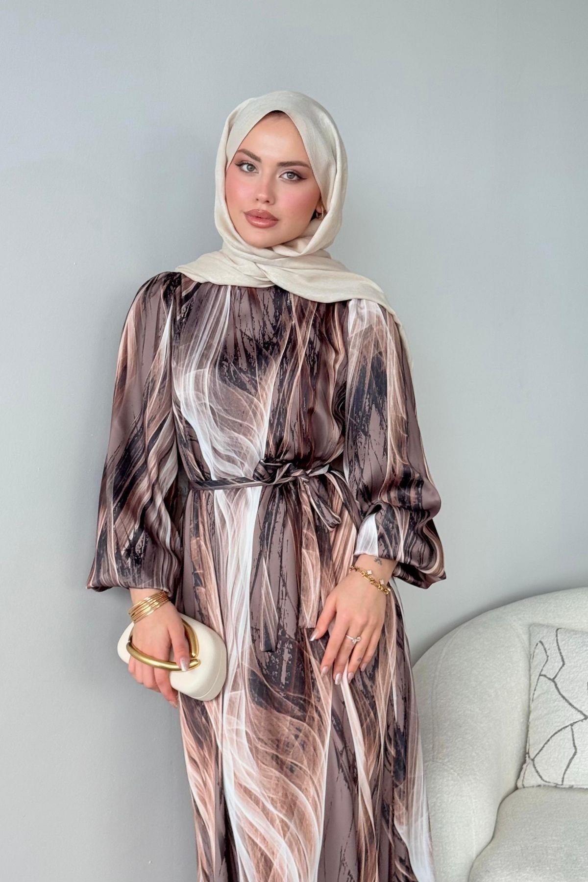 Gamzem Elbise Kahve, Fiyatları Gamzem Elbise Kahve- Haza Moda