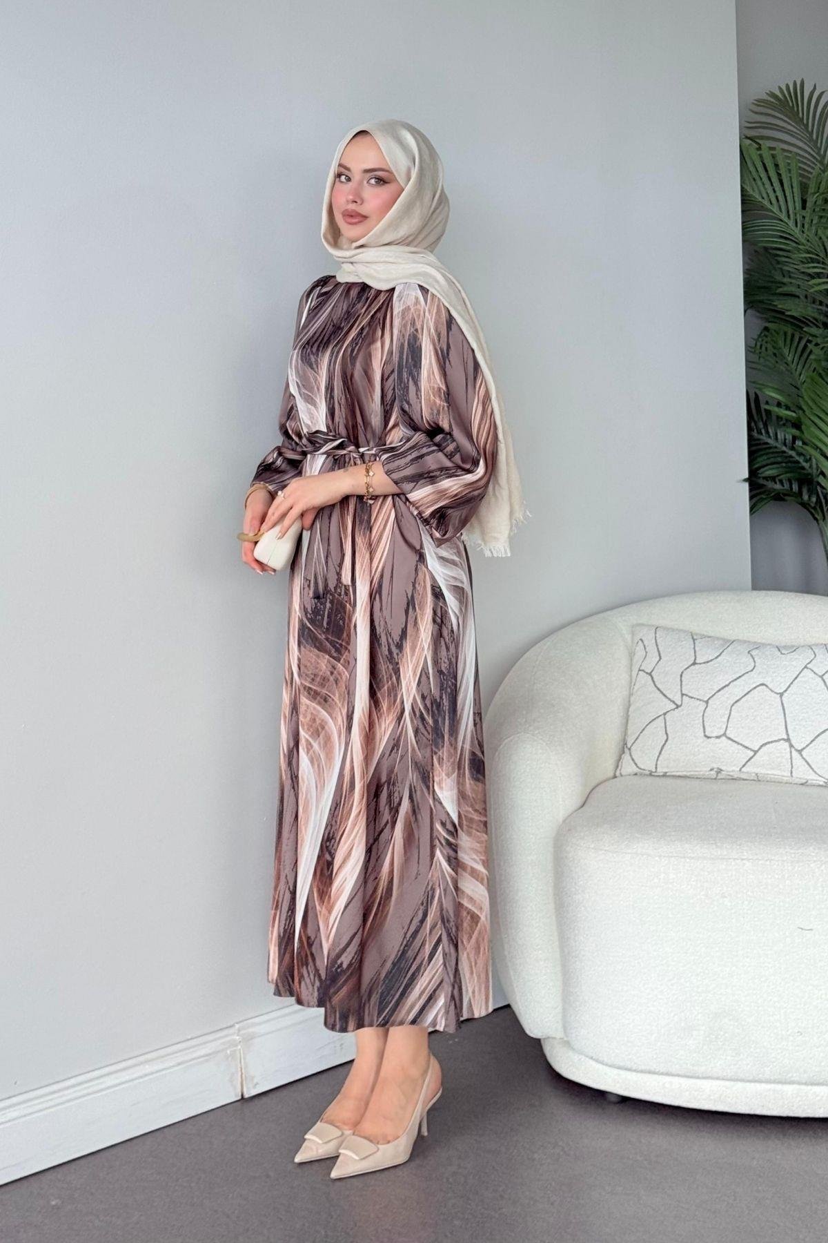 Gamzem Elbise Kahve, Fiyatları Gamzem Elbise Kahve- Haza Moda