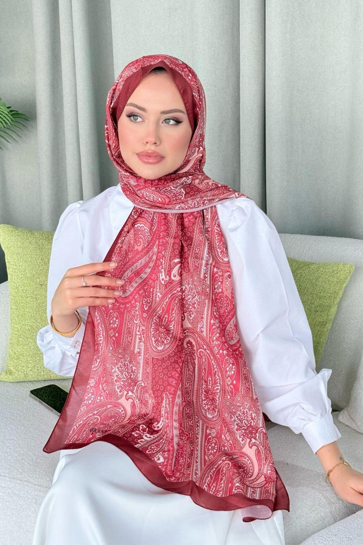 Gasta Dijital Etnik Desen Şal Kırmızı, Fiyatları 