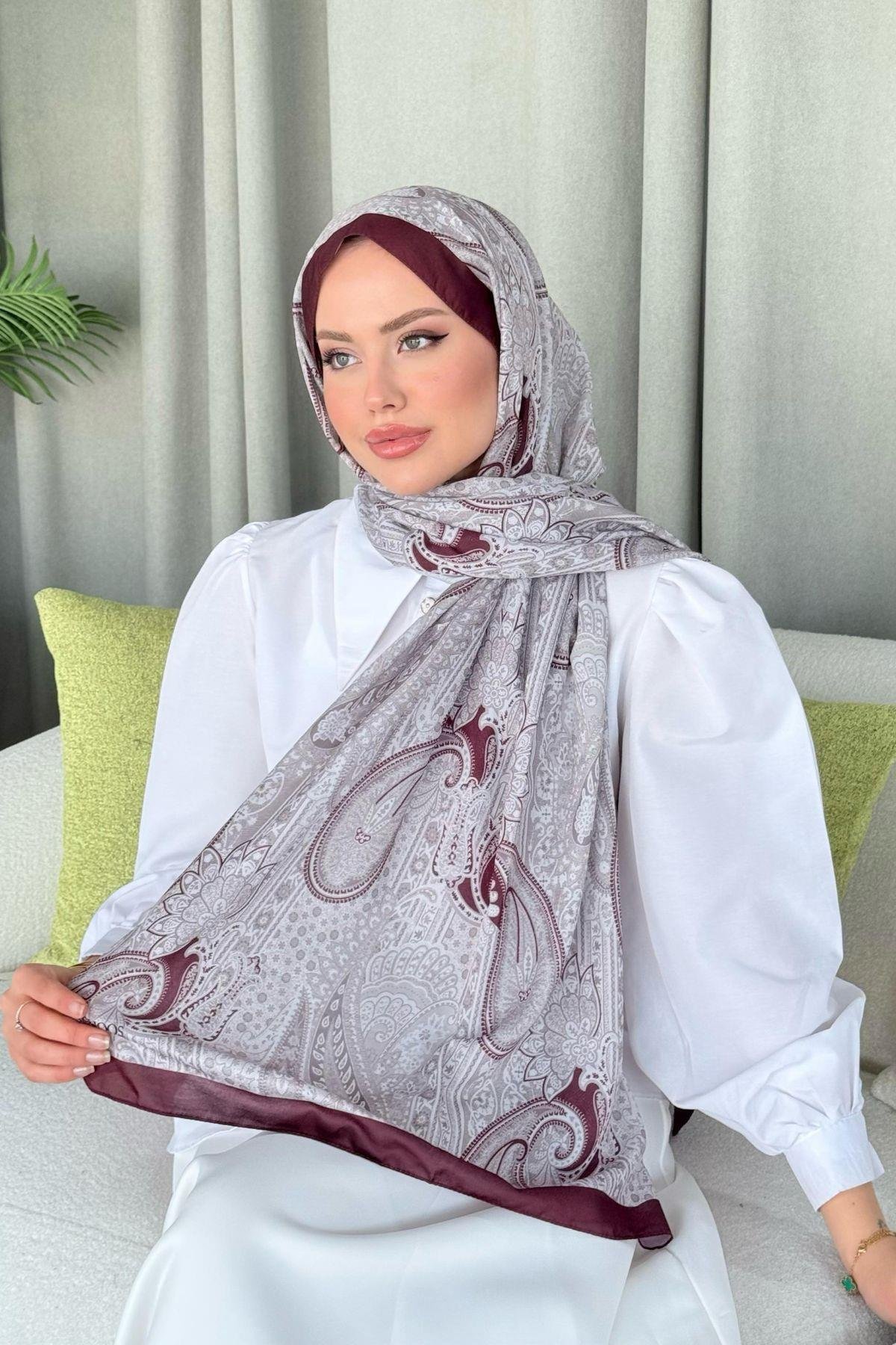 Gasta Dijital Etnik Desen Şal Mürdüm, Fiyatları 