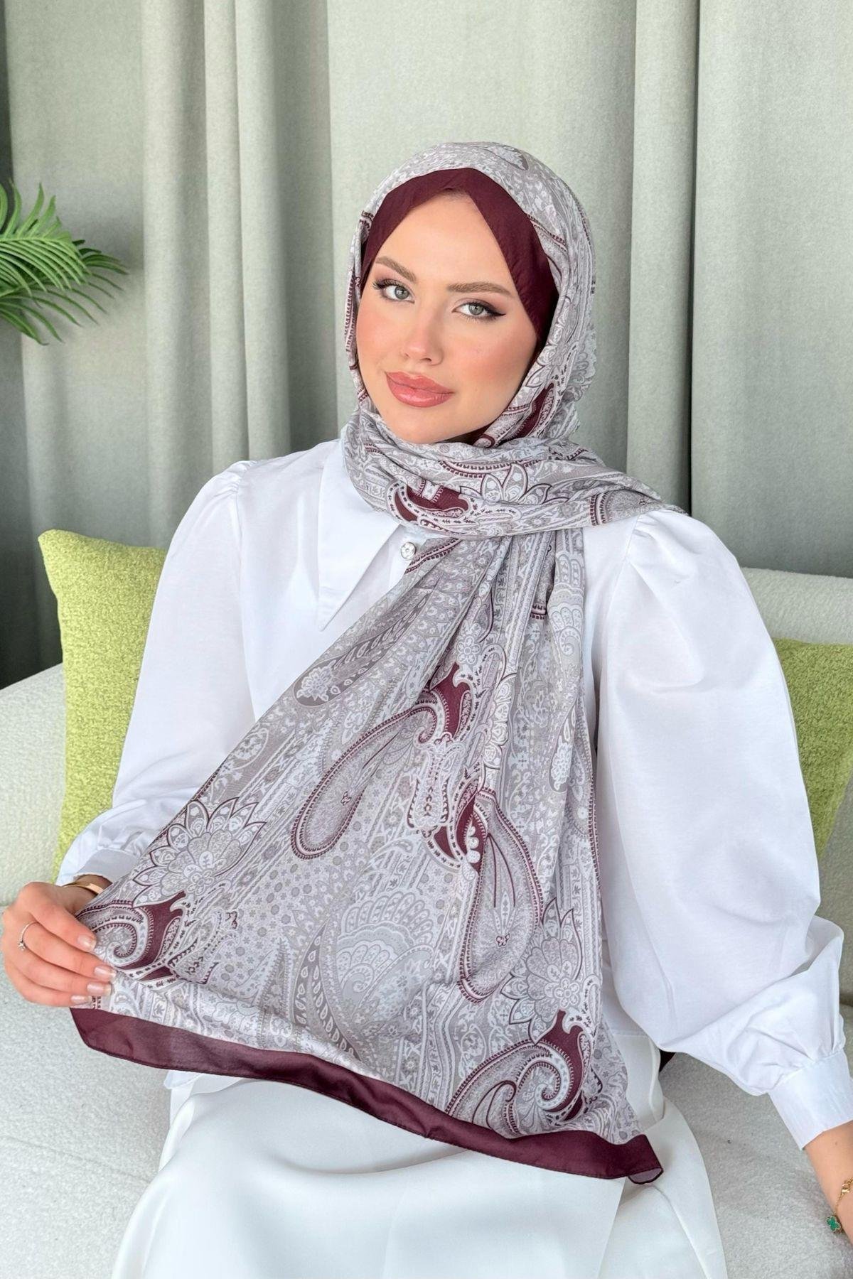 Gasta Dijital Etnik Desen Şal Mürdüm, Fiyatları 