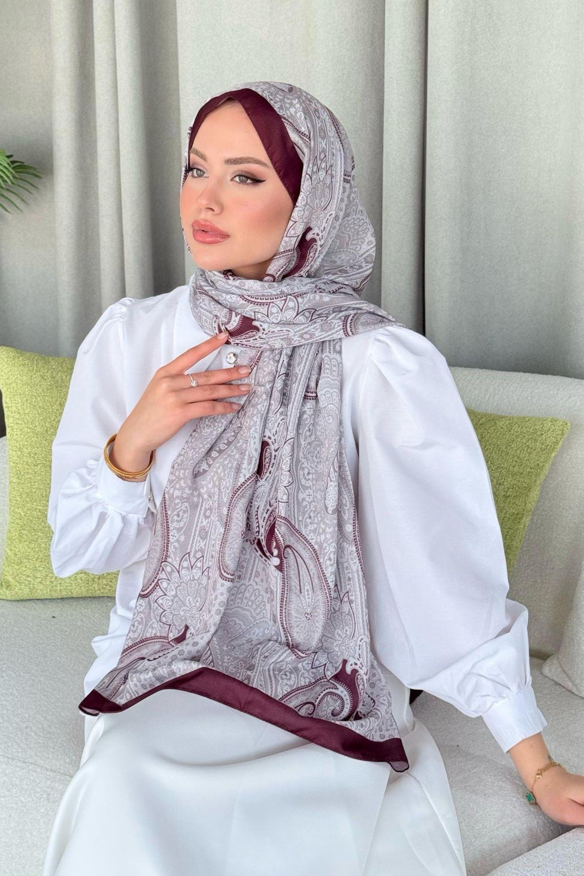 Gasta Dijital Etnik Desen Şal Mürdüm, Fiyatları 