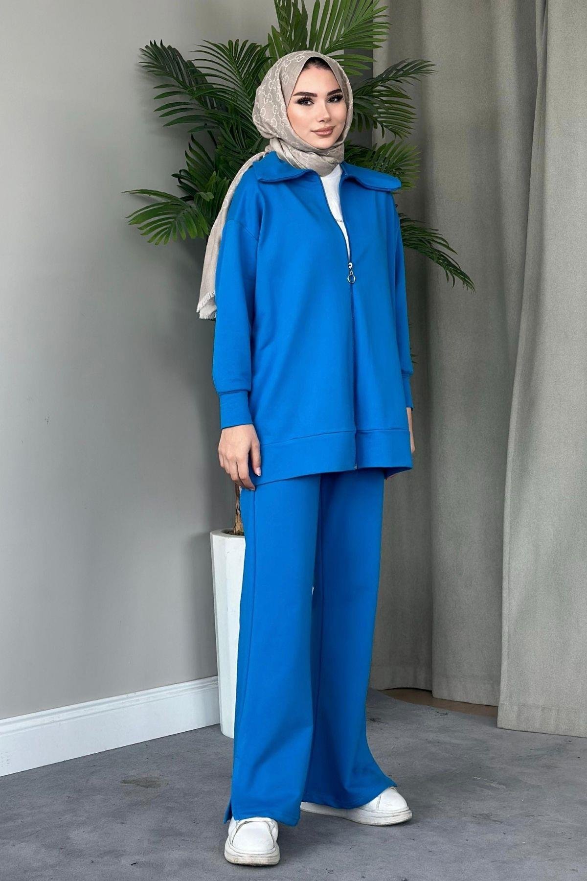 Gemici Takım Koyu Açıkmavi, Fiyatları Haza Moda | Tesettür Giyim | Gemici Takım Açıkmavi