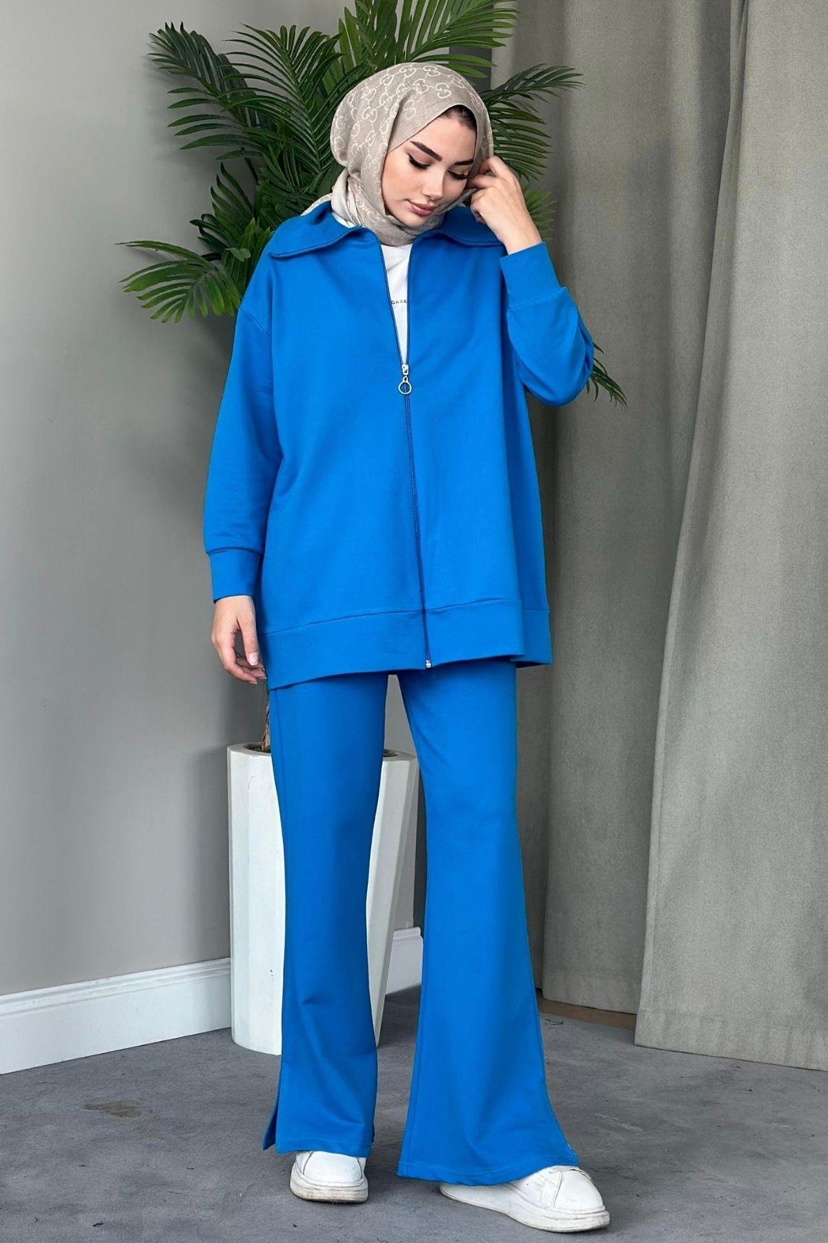 Gemici Takım Koyu Açıkmavi, Fiyatları Haza Moda | Tesettür Giyim | Gemici Takım Açıkmavi