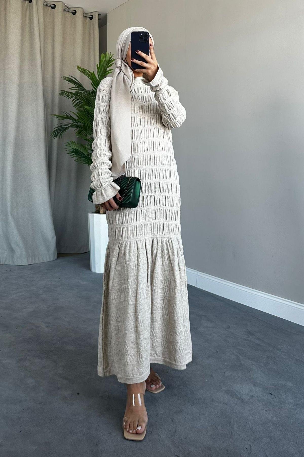 Gipeli Triko Elbise Bej, Fiyatları 