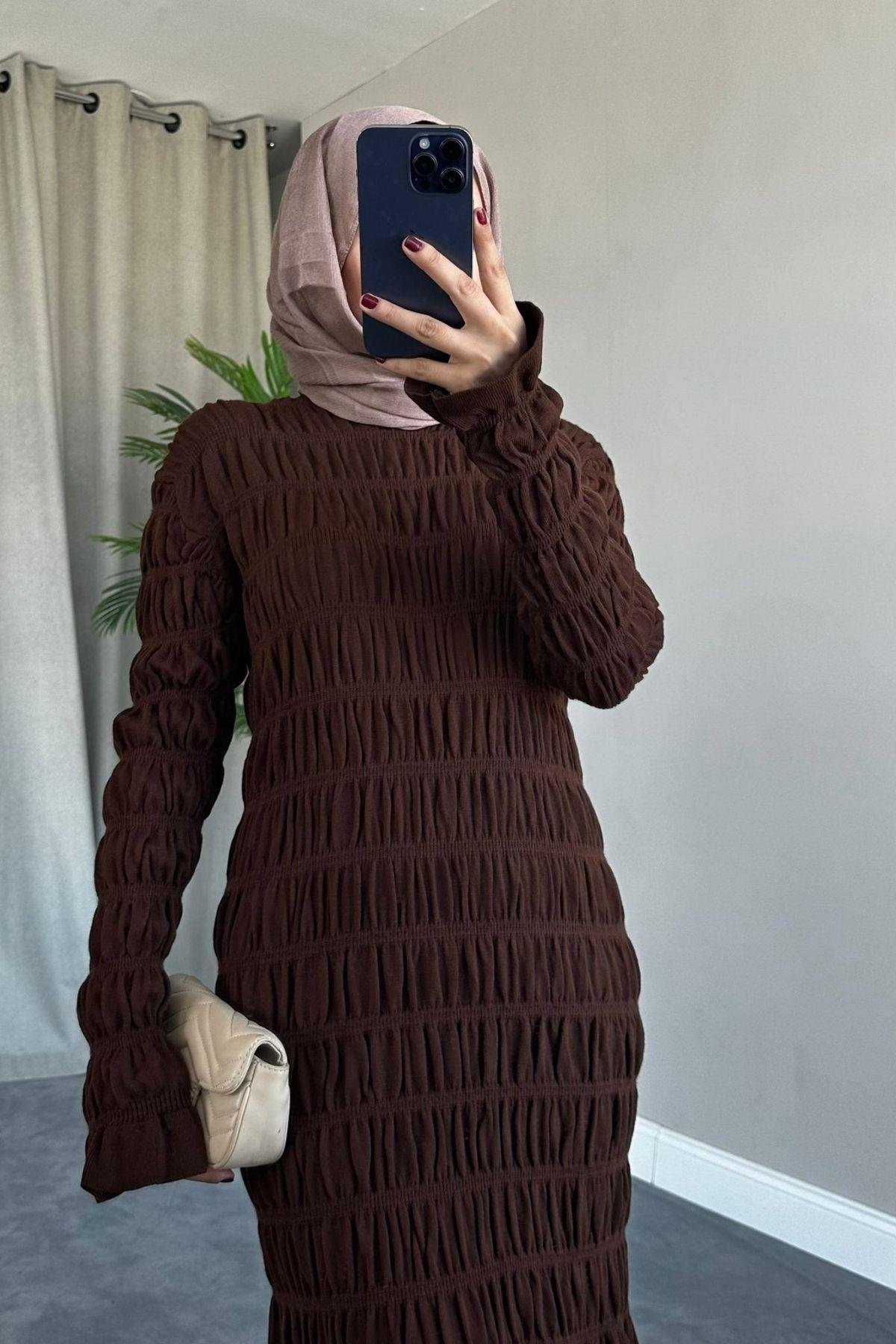 Gipeli Triko Elbise Kahve, Fiyatları 