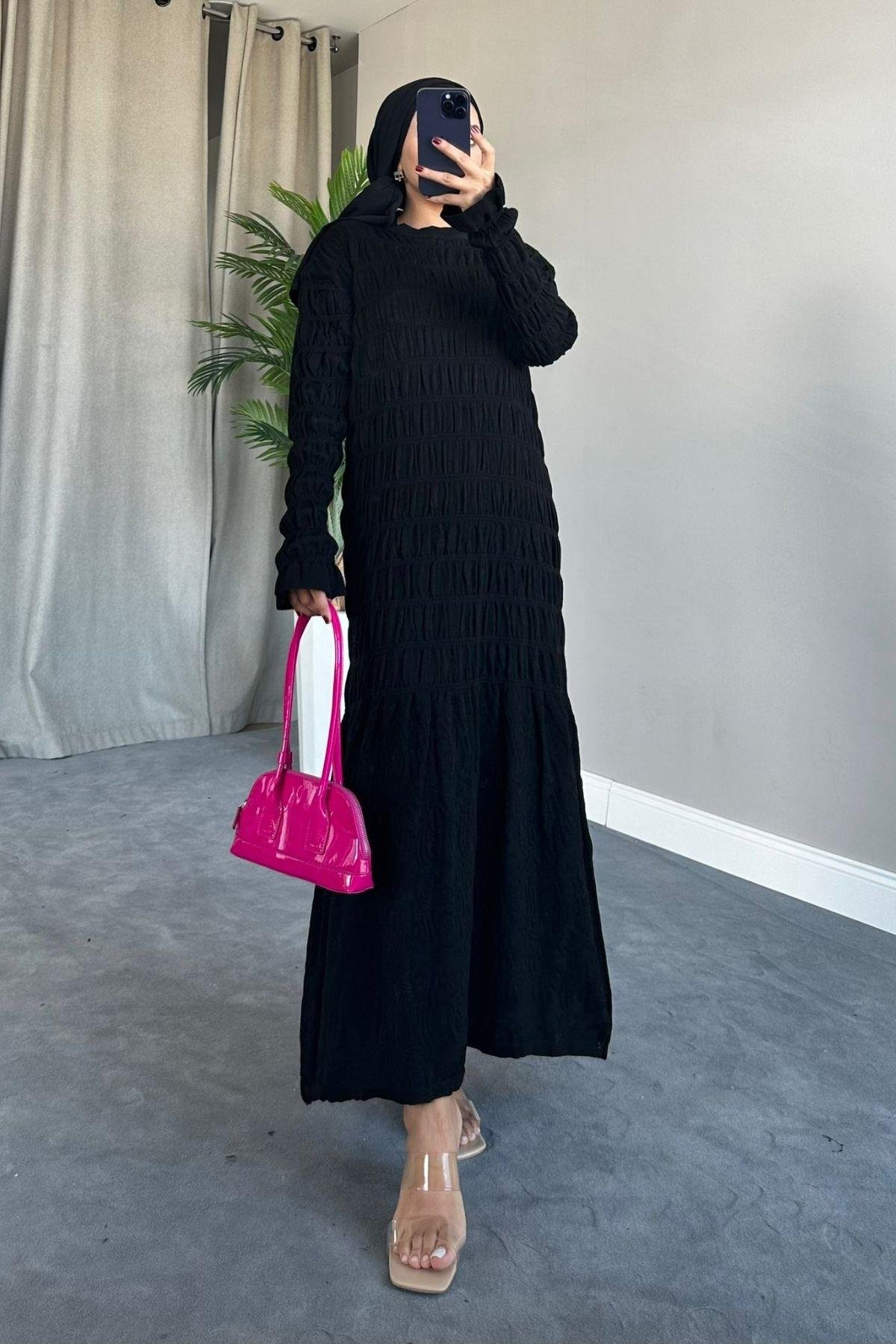 Gipeli Triko Elbise Siyah, Fiyatları 