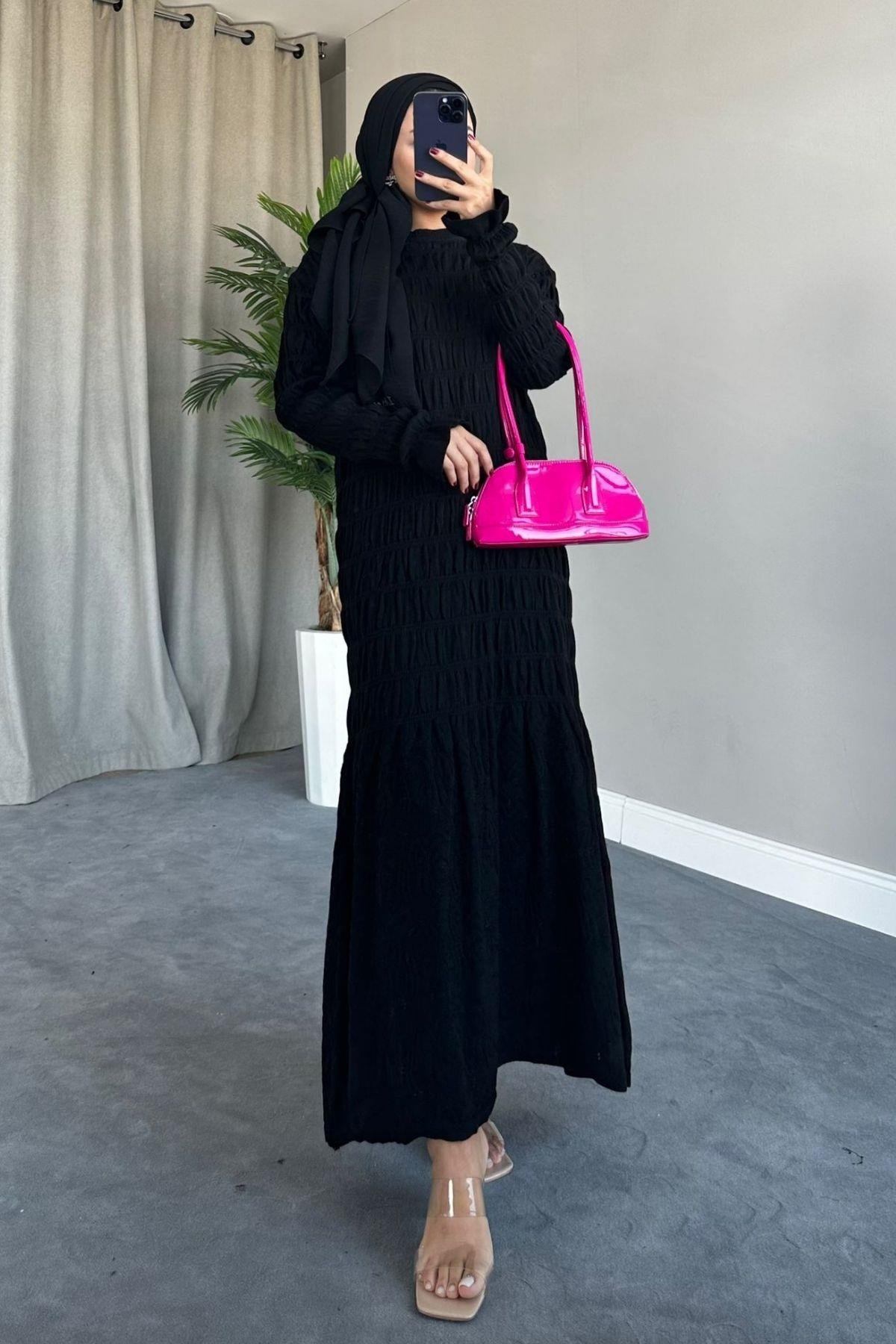 Gipeli Triko Elbise Siyah, Fiyatları 