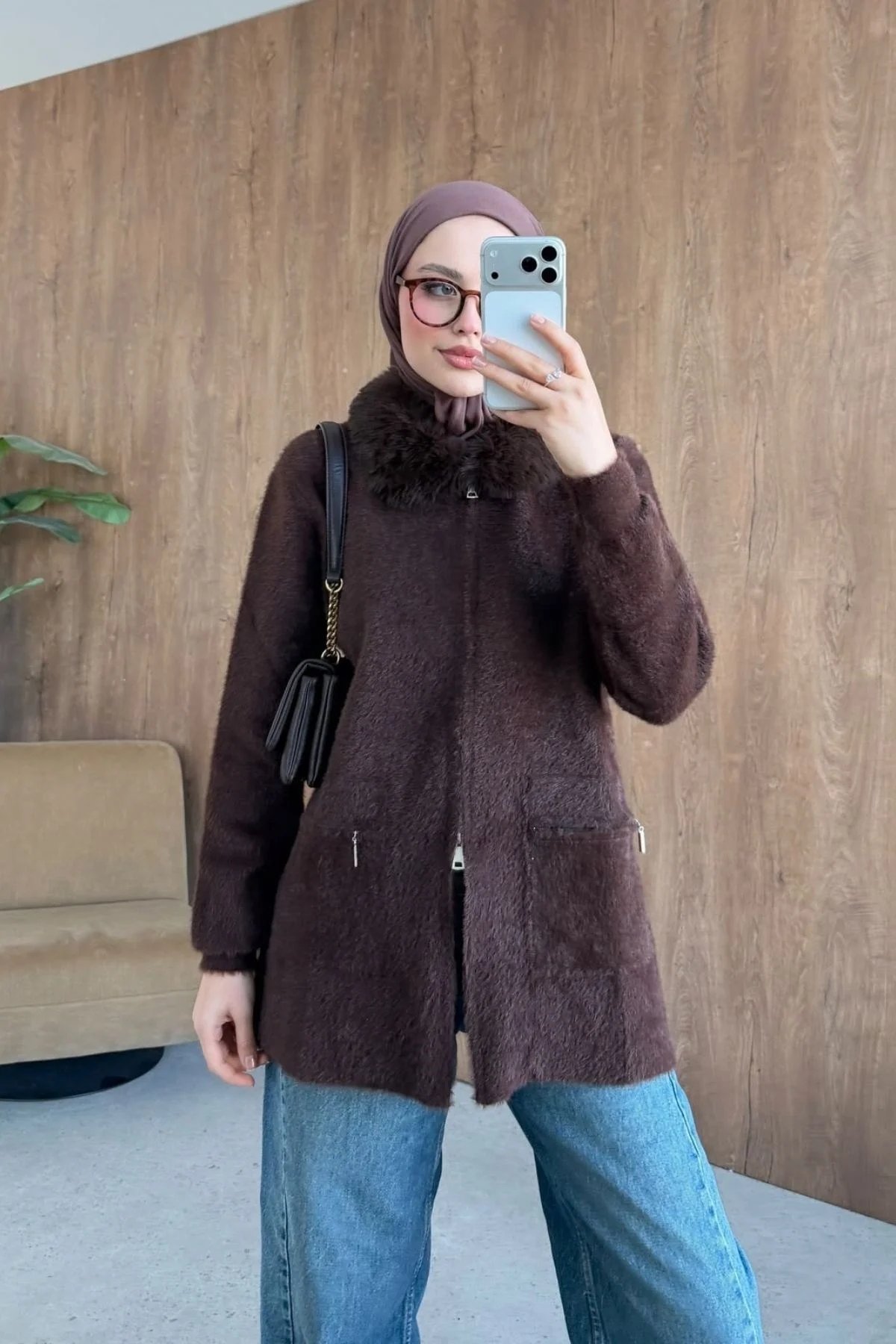 Gökçe Kürklü Angora Hırka Kahve, Fiyatları 