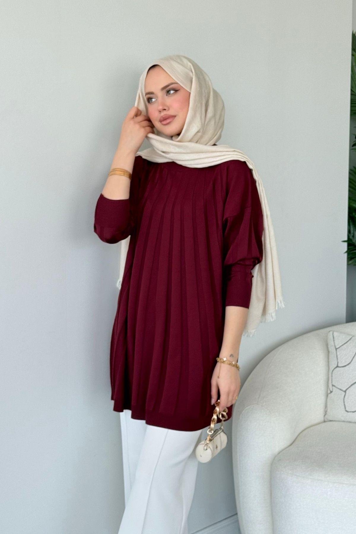 Gökkuşağı Merserize Tunik Bordo, Fiyatları Gökkuşağı Merserize Tunik Bordo- Haza Moda 