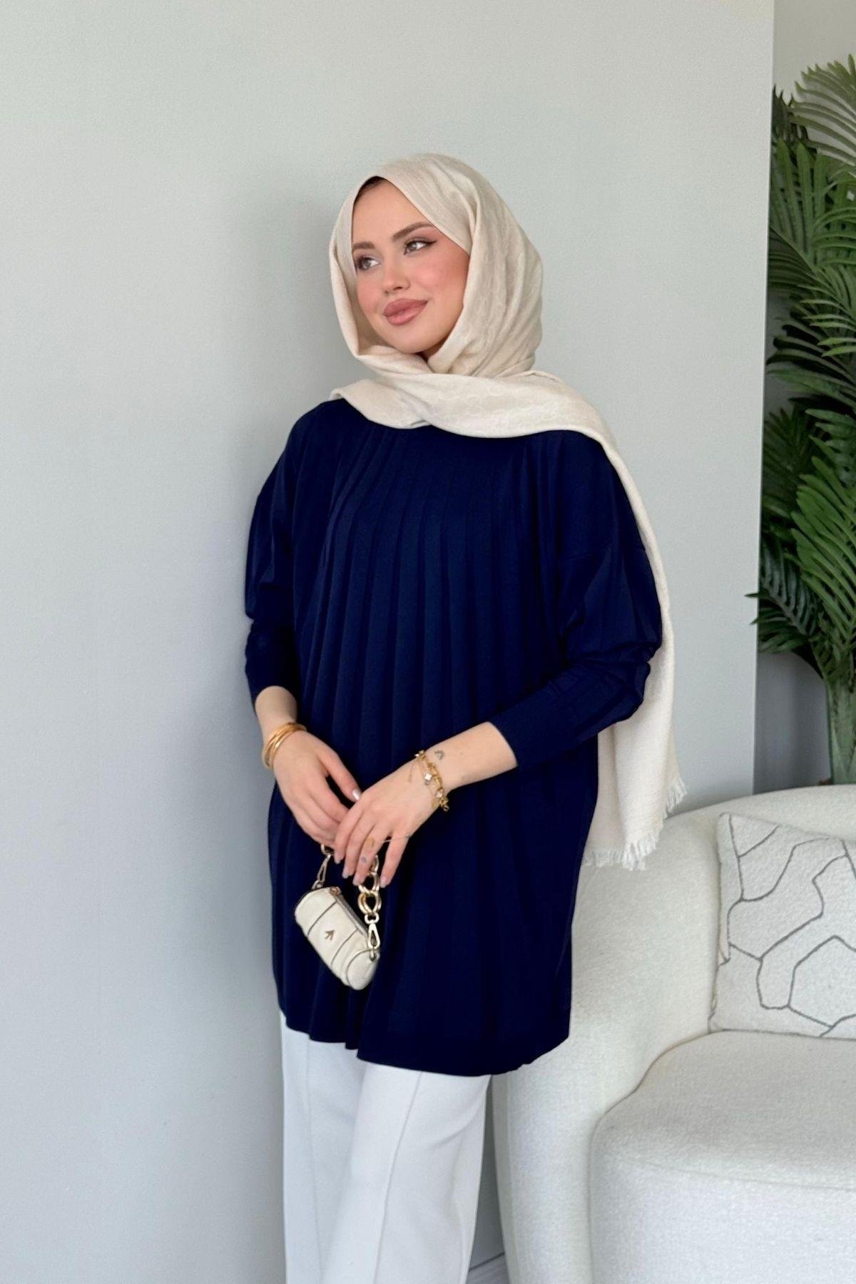 Gökkuşağı Merserize Tunik Lacivert, Fiyatları Gökkuşağı Merserize Tunik Lacivert- Haza Moda 